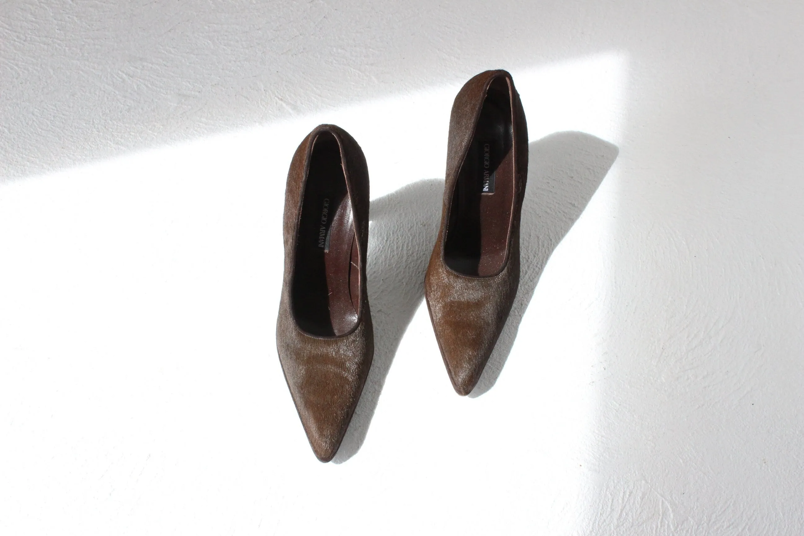 90s Giorgio Armani Textured Pony Fur Pumps ~ Euro 38
