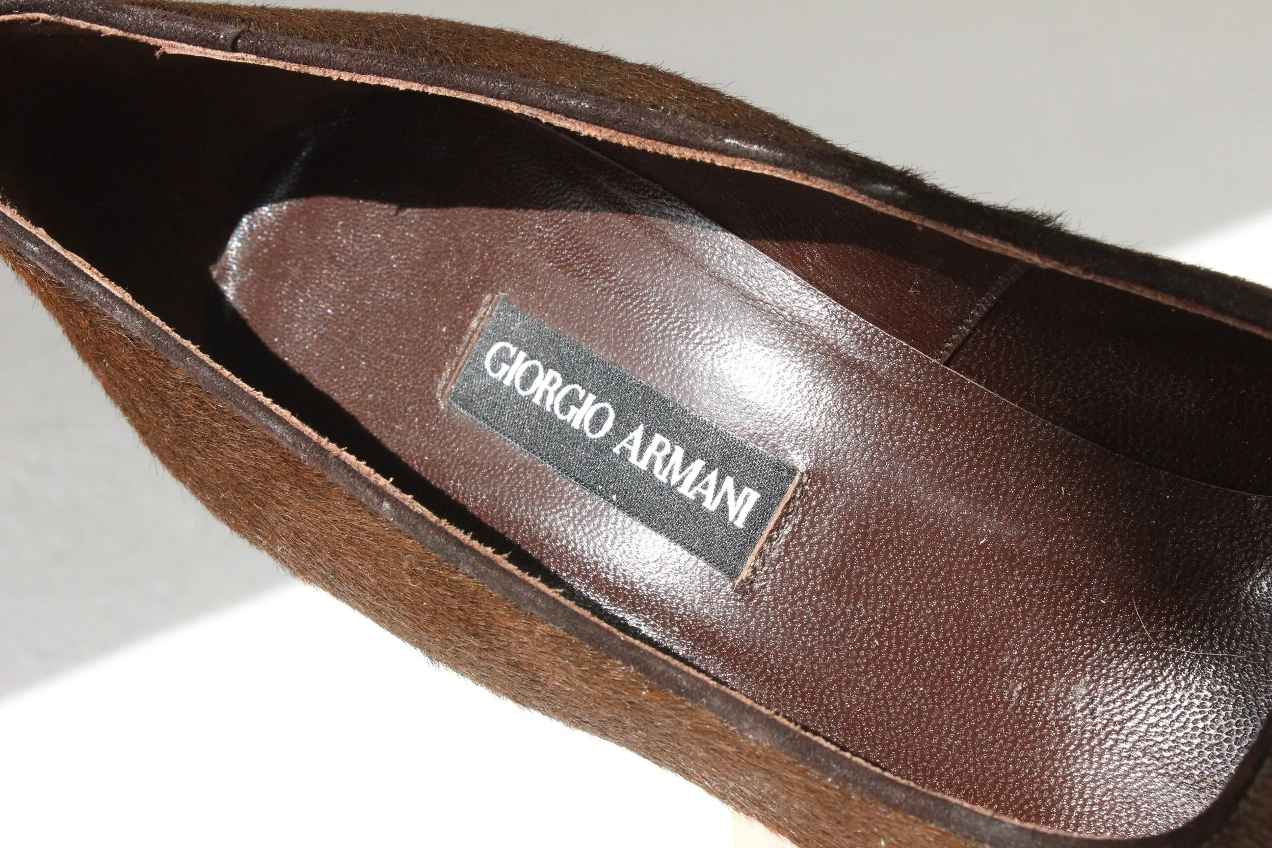 90s Giorgio Armani Textured Pony Fur Pumps ~ Euro 38