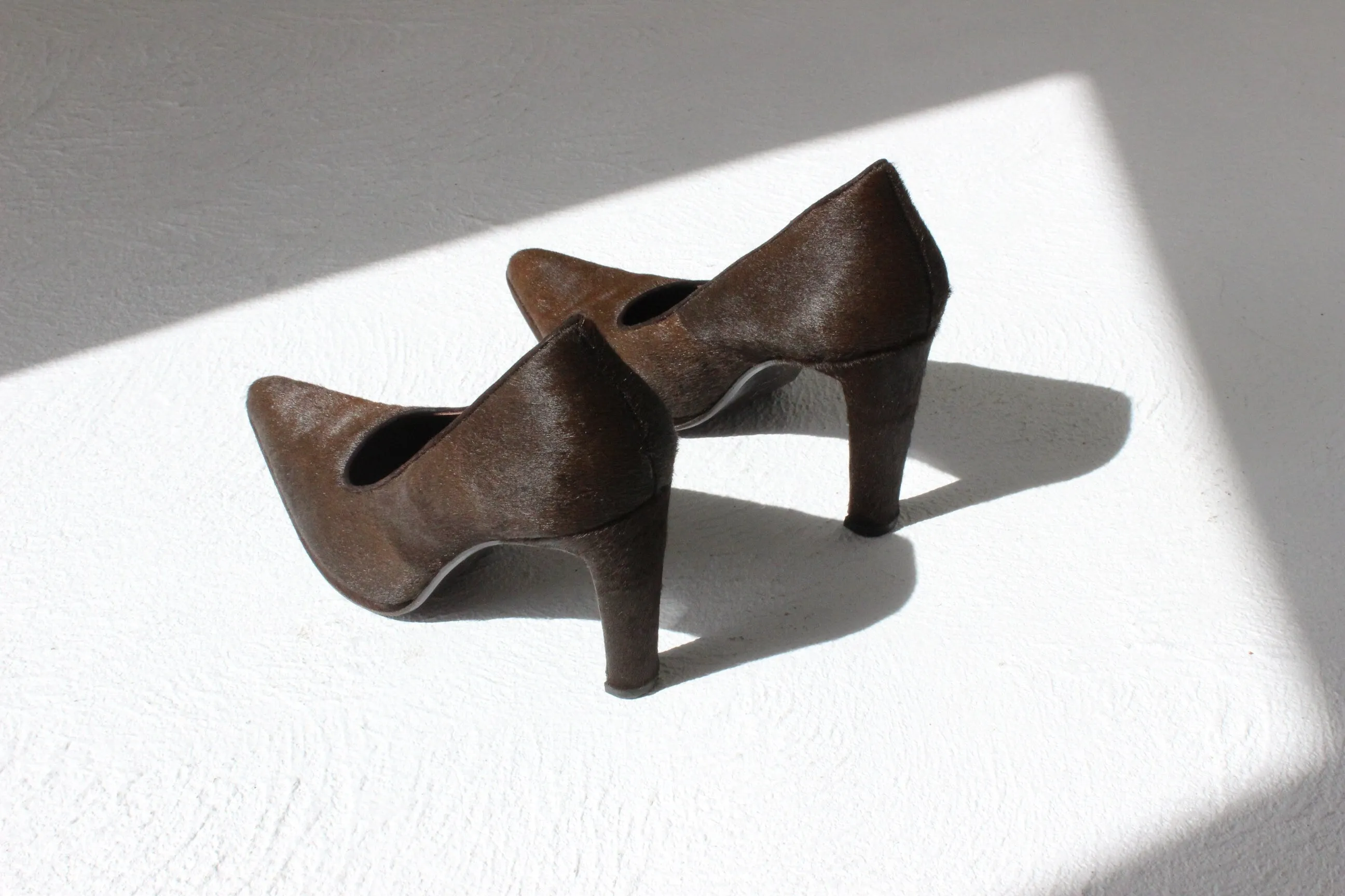 90s Giorgio Armani Textured Pony Fur Pumps ~ Euro 38
