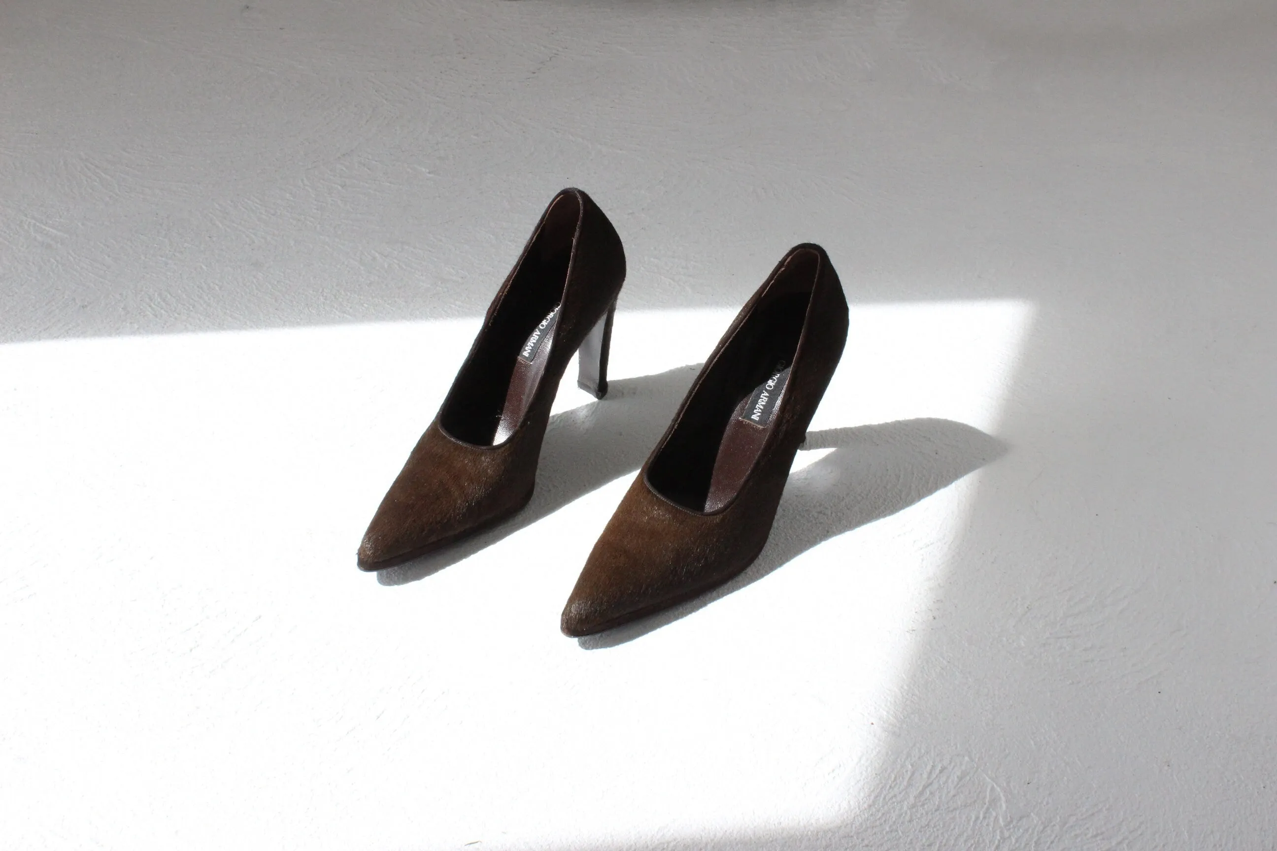 90s Giorgio Armani Textured Pony Fur Pumps ~ Euro 38