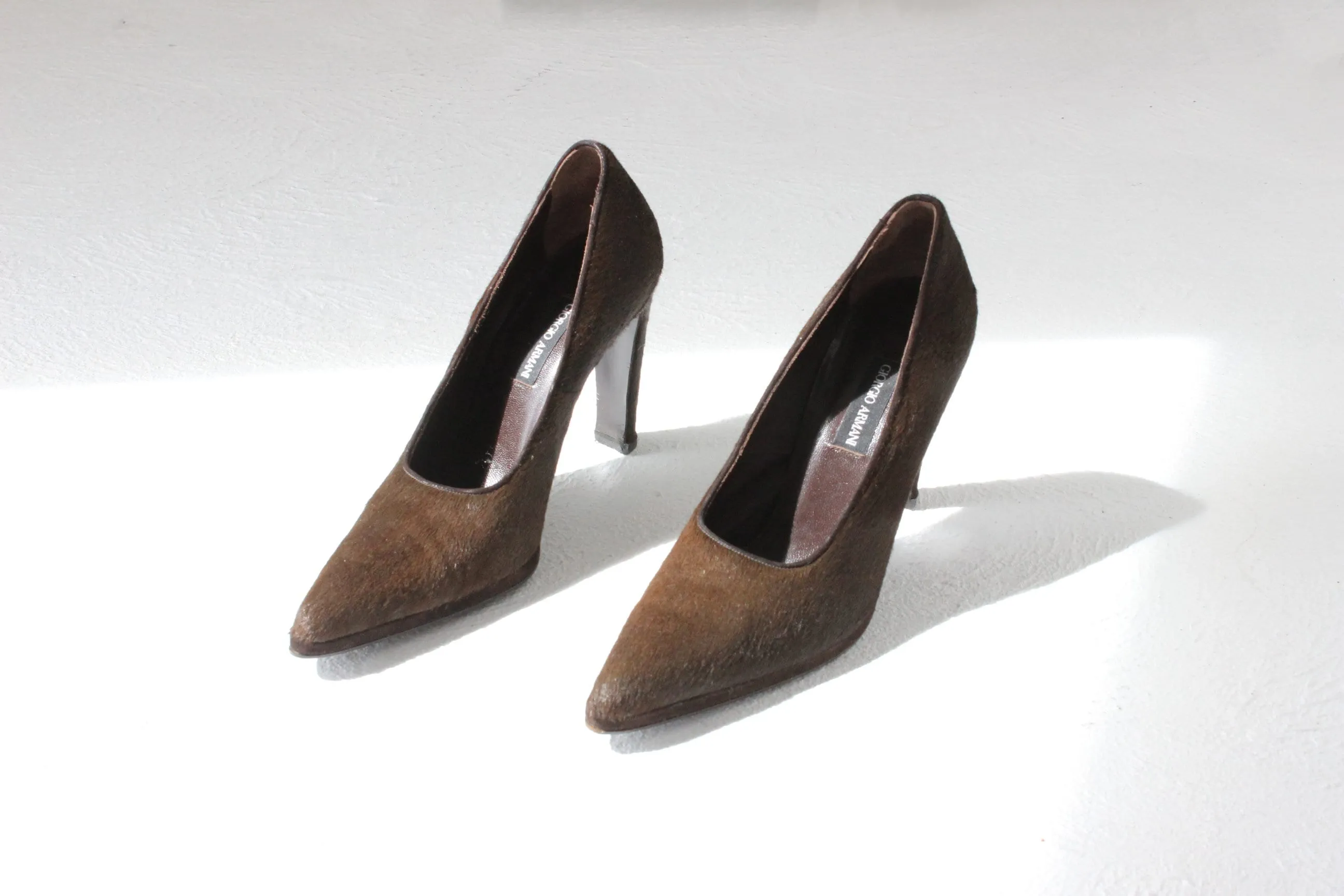 90s Giorgio Armani Textured Pony Fur Pumps ~ Euro 38