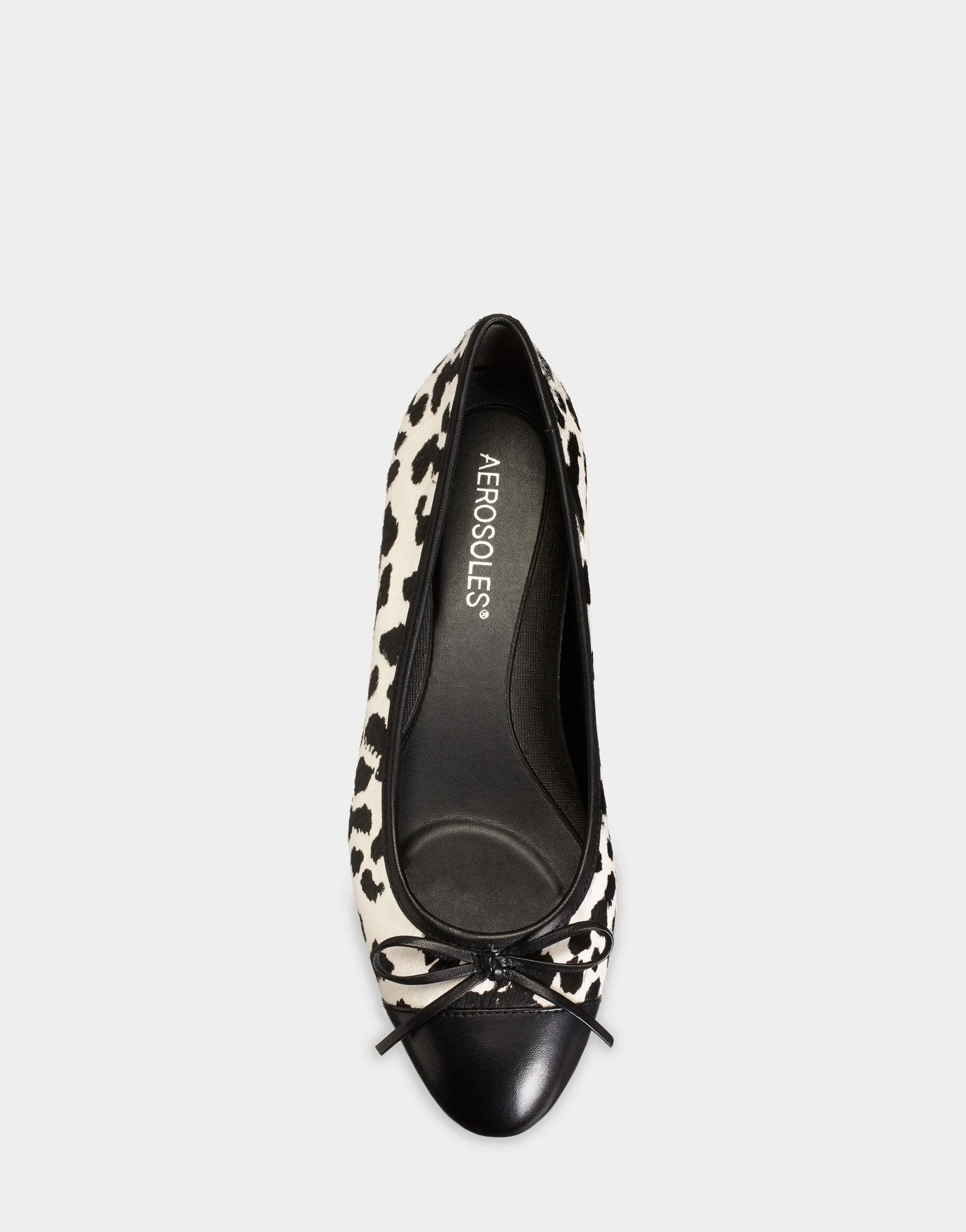Aerosoles Women's Outrun Ballet Flat Bone Multi Black Spotted