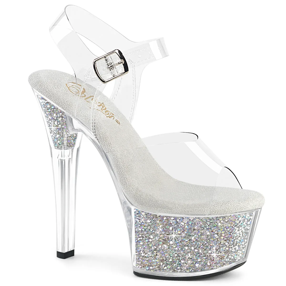 ASPIRE-608RSI Pleaser Clear Glitter Platform High Heel Shoes