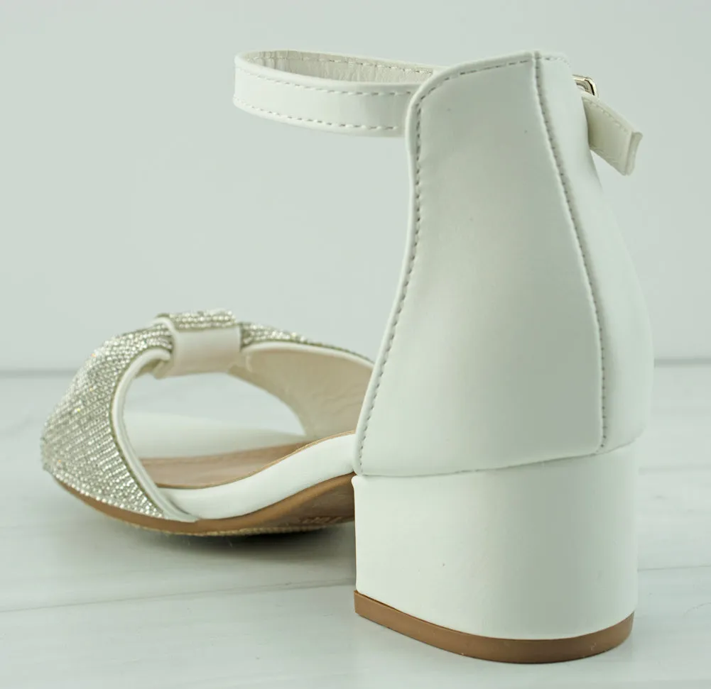 Avani 35k Rhinestone Bow Band Block Dress Heels