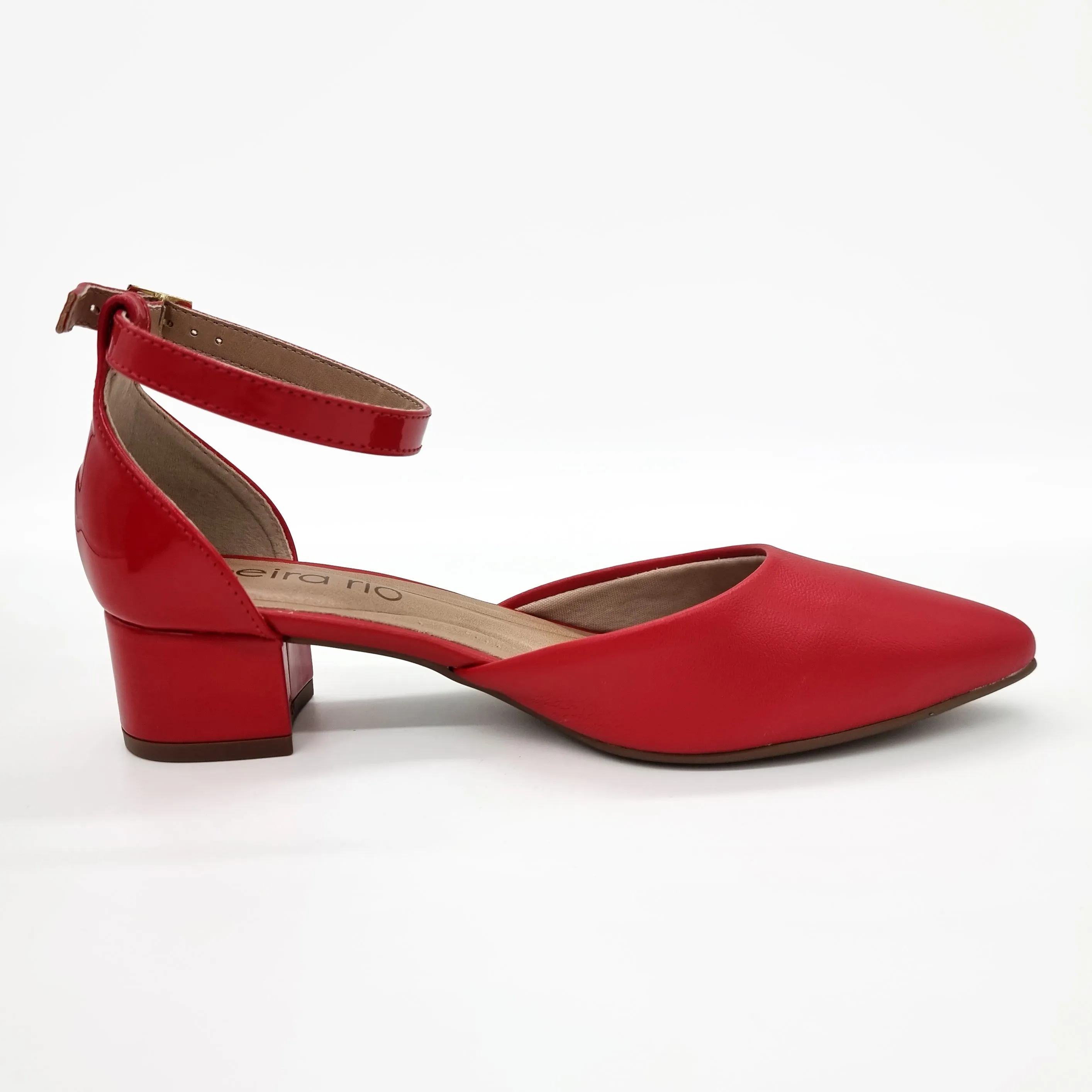 Beira Rio 4182-204 Pointy Toe Ankle Strap Pump in Red