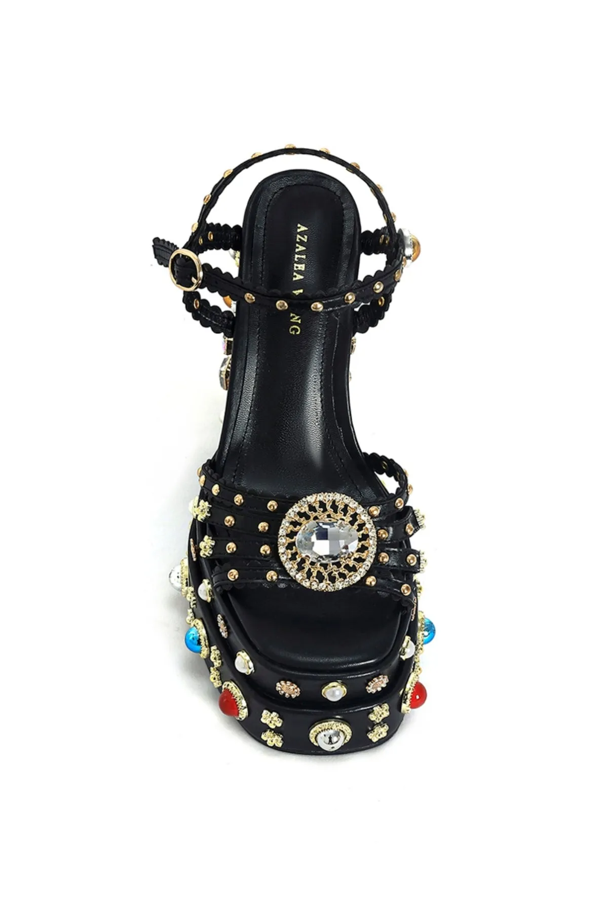 BIRCH-BLACK PLATFORM HEELED SANDAL