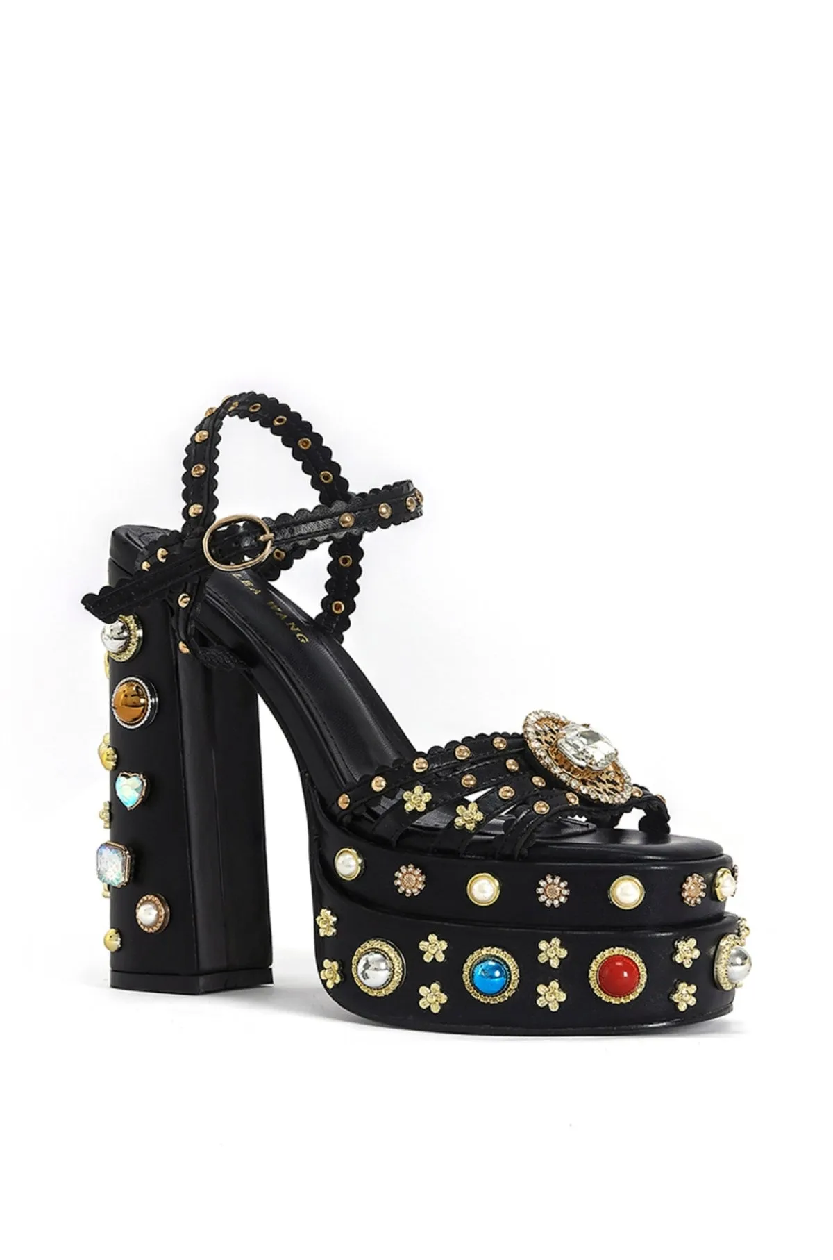 BIRCH-BLACK PLATFORM HEELED SANDAL