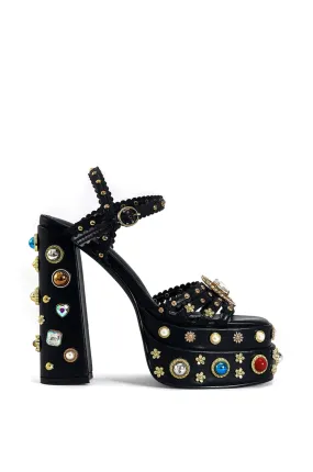 BIRCH-BLACK PLATFORM HEELED SANDAL