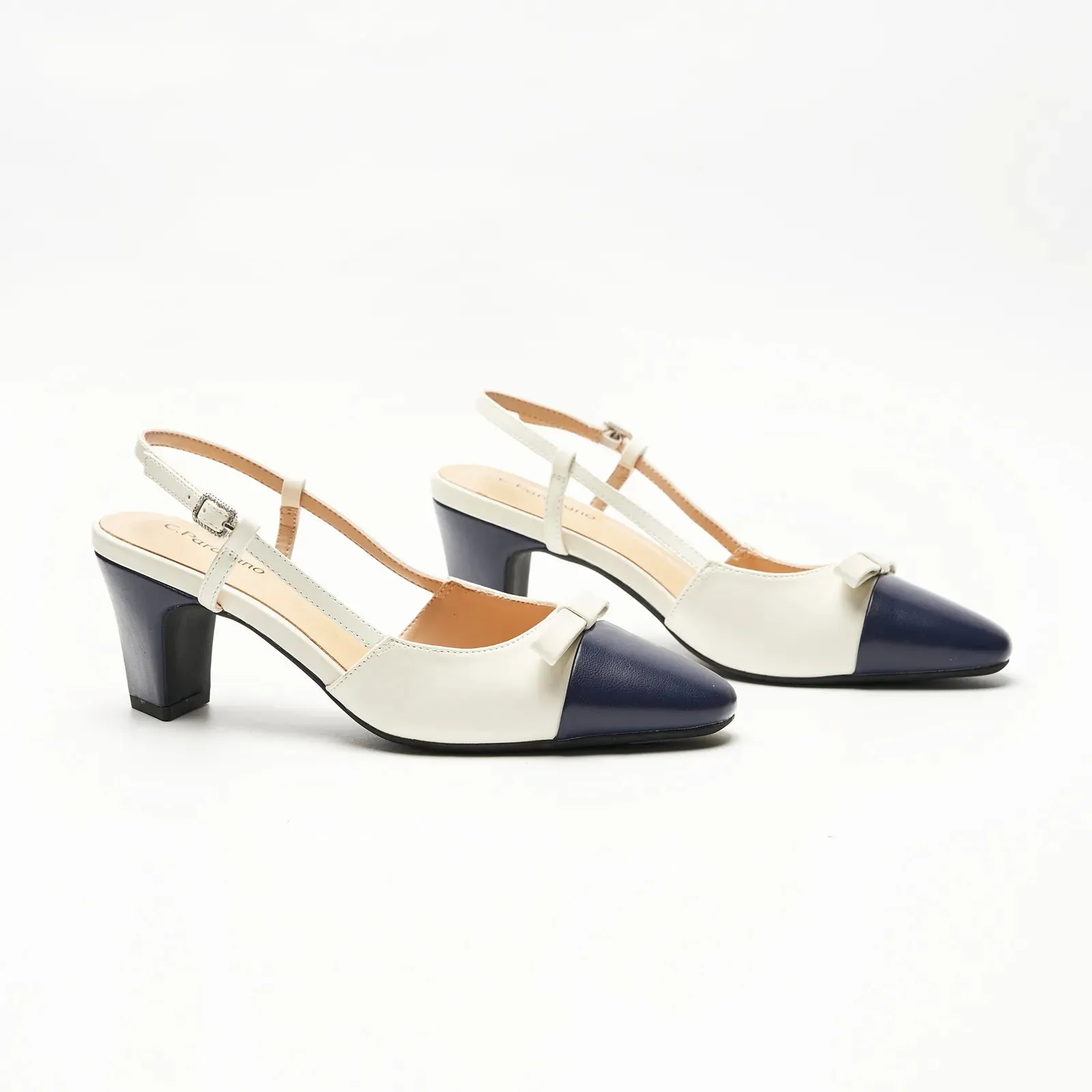Bow Detail Colorblock Slingback Pumps (Jessica B)