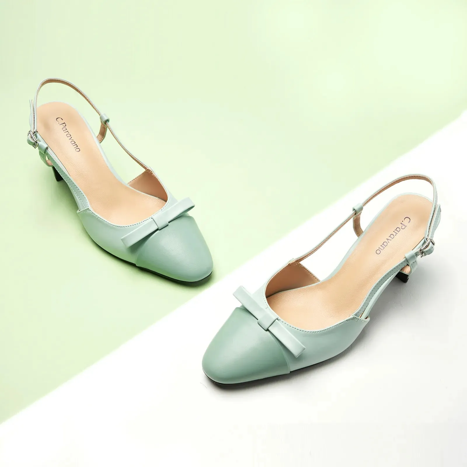 Bow Detail Colorblock Slingback Pumps (Jessica B)