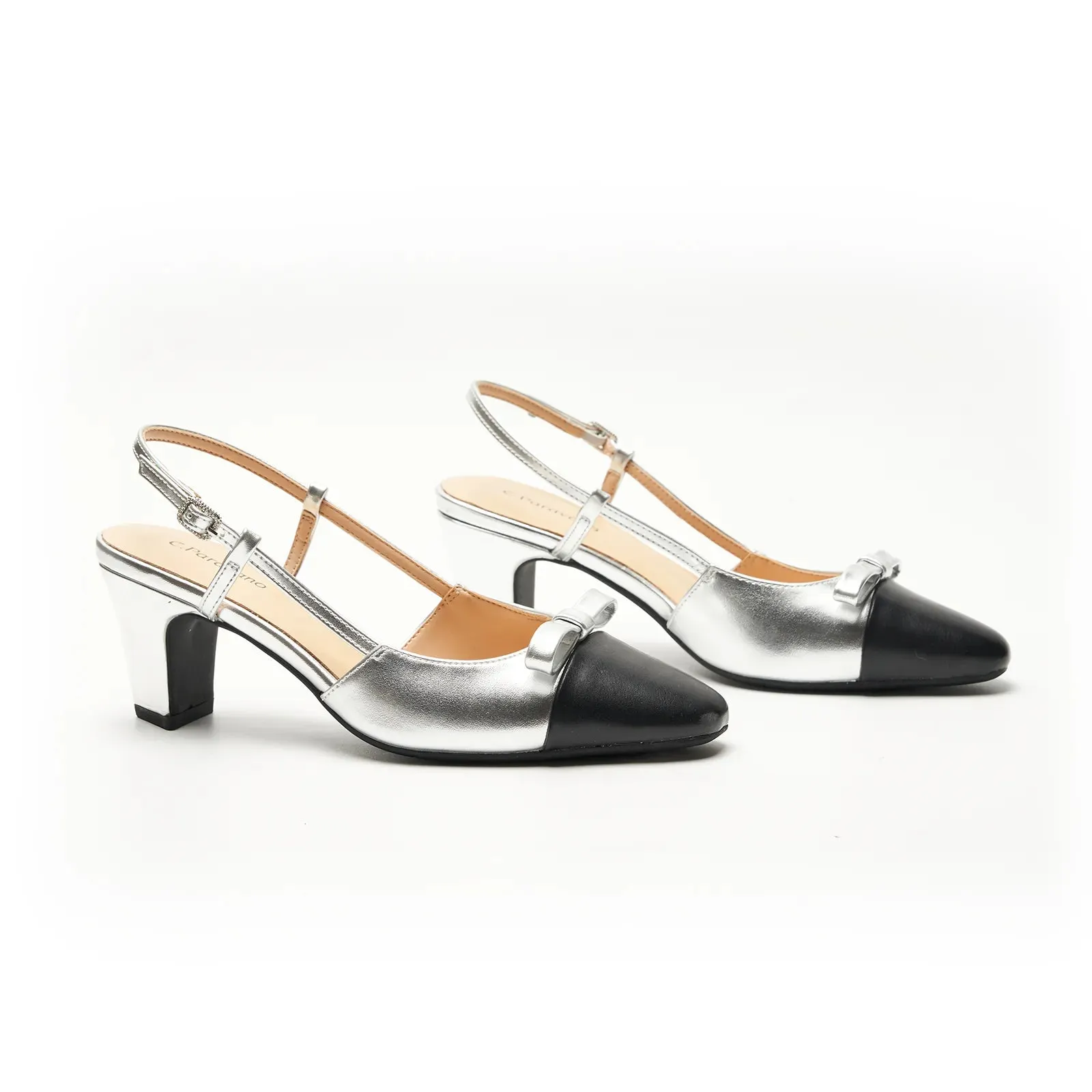 Bow Detail Colorblock Slingback Pumps (Jessica B)