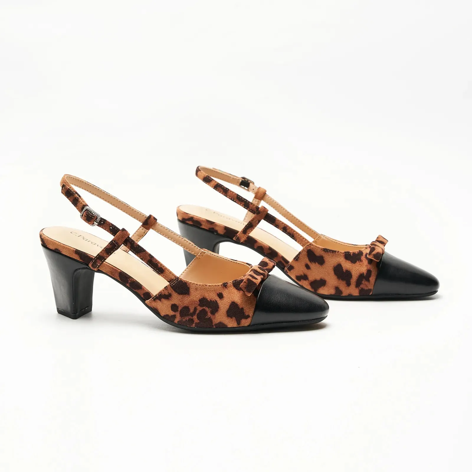 Bow Detail Colorblock Slingback Pumps (Jessica B)