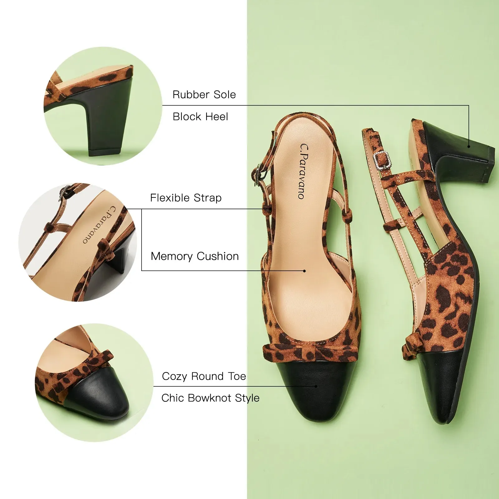Bow Detail Colorblock Slingback Pumps (Jessica B)