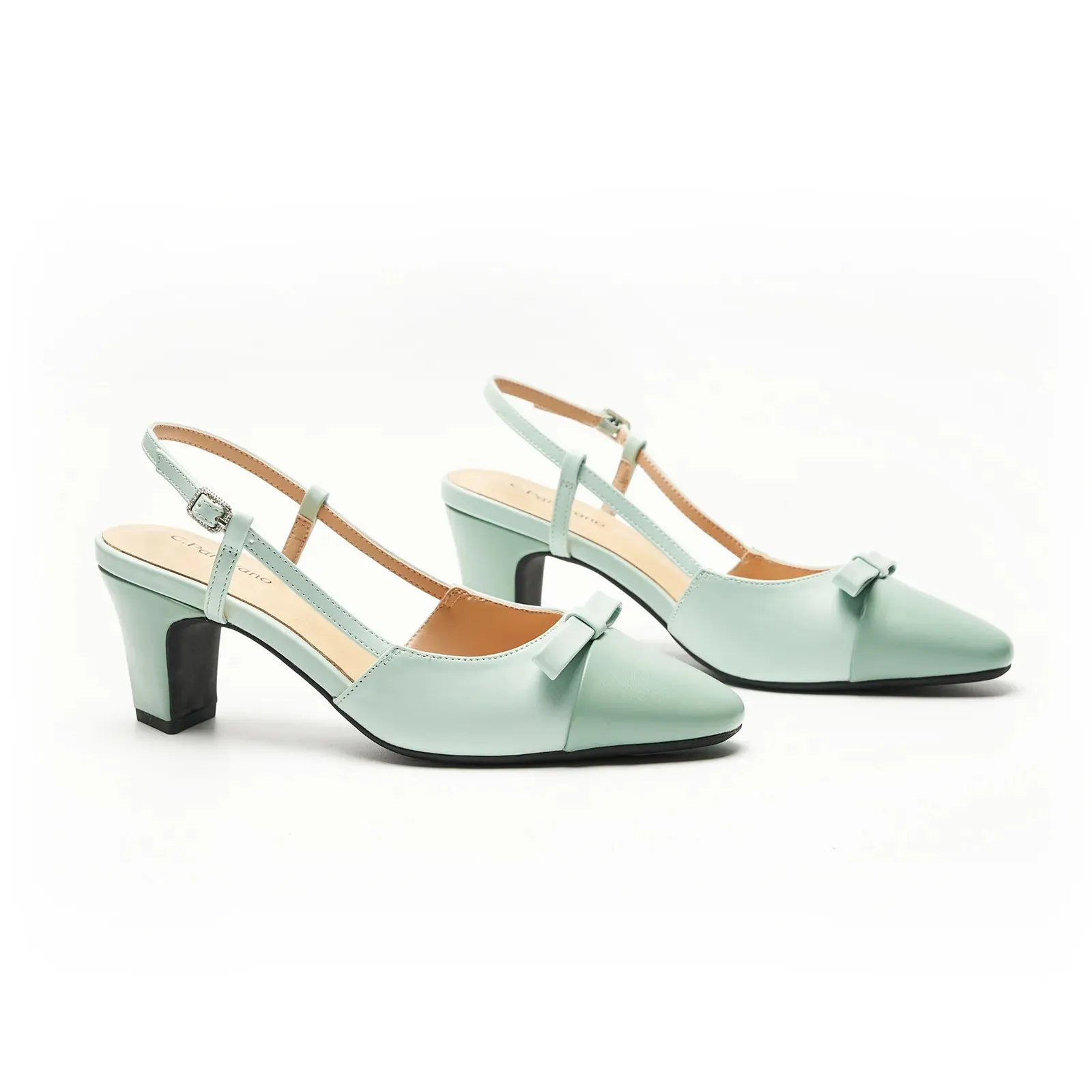 Bow Detail Colorblock Slingback Pumps (Jessica B)