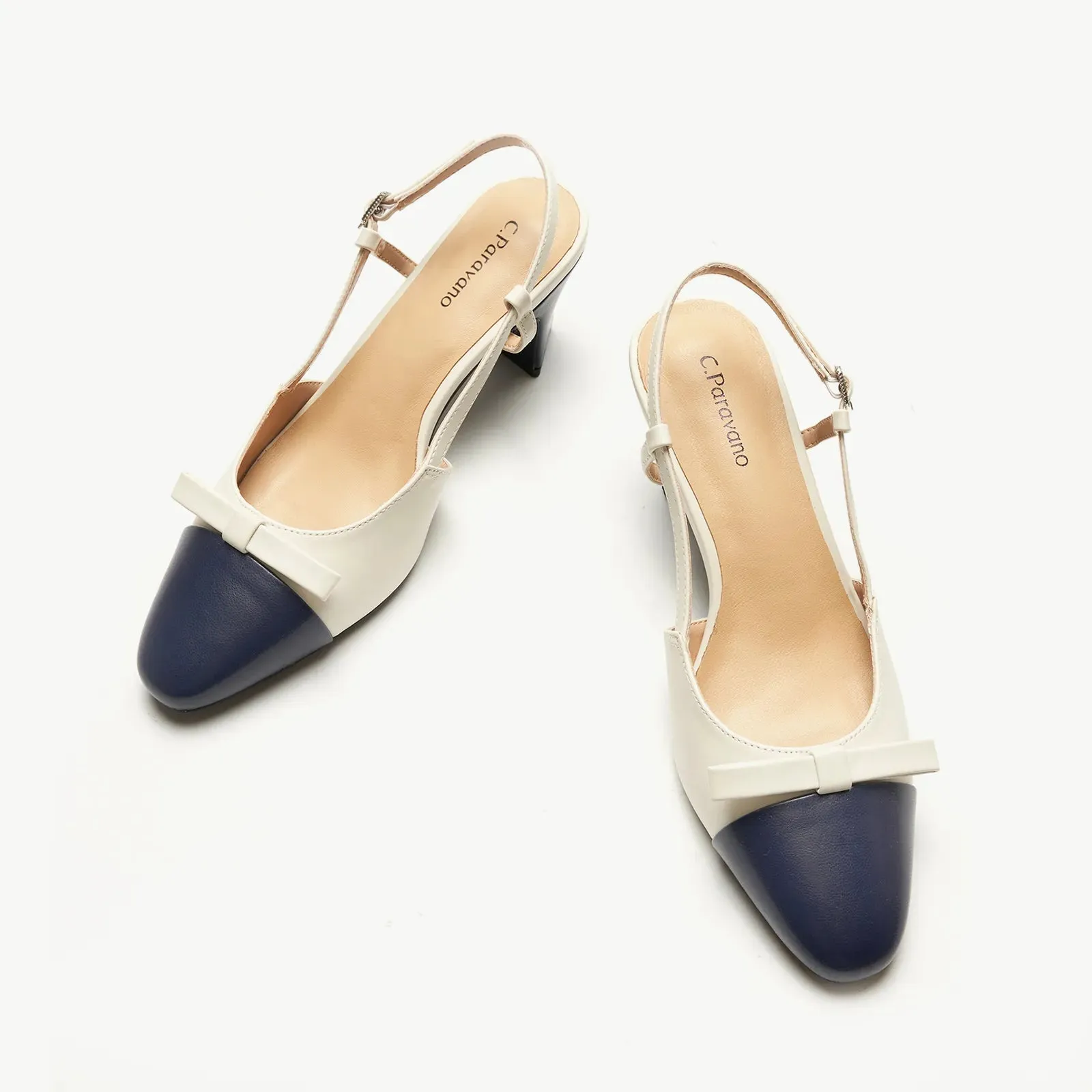Bow Detail Colorblock Slingback Pumps (Jessica B)