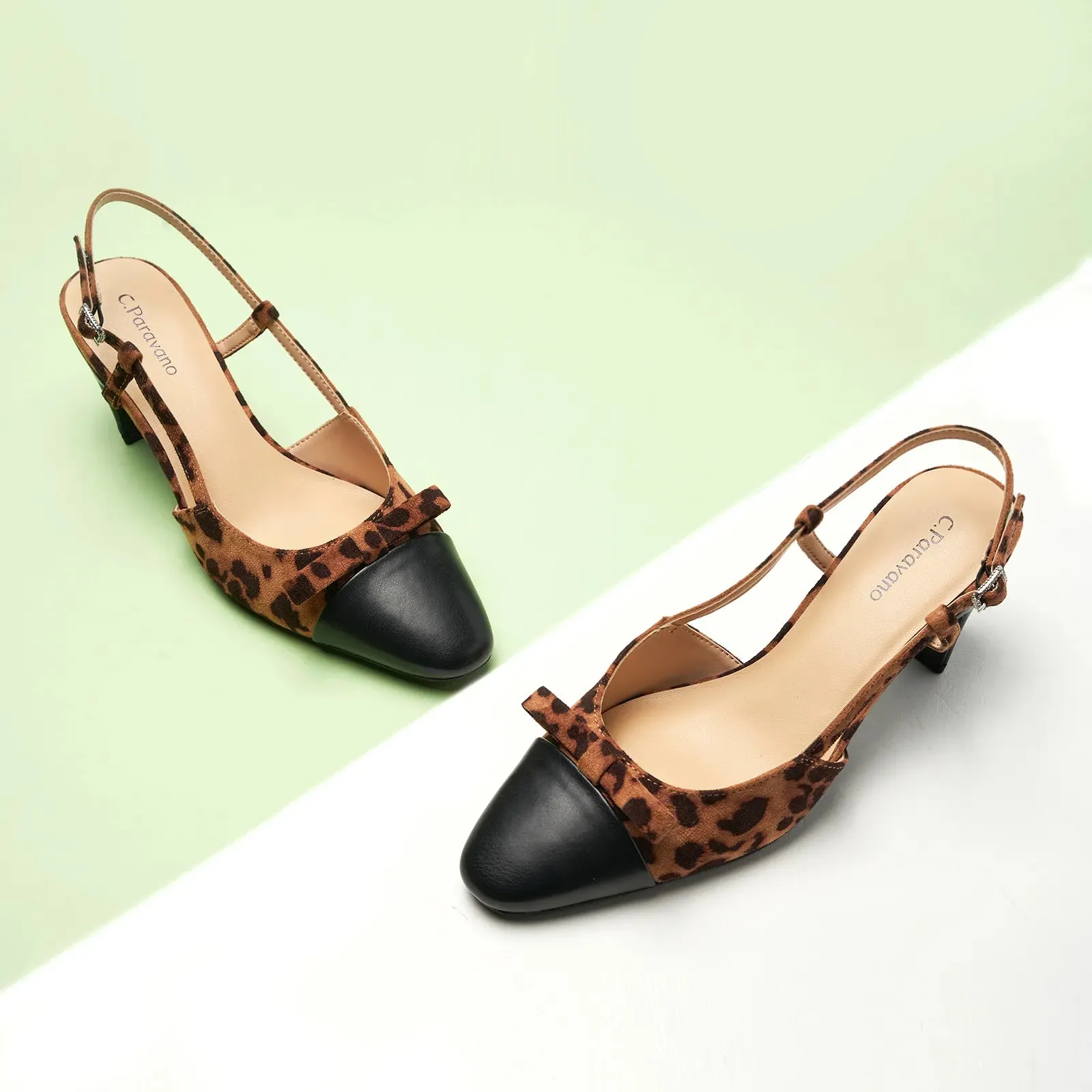 Bow Detail Colorblock Slingback Pumps (Jessica B)