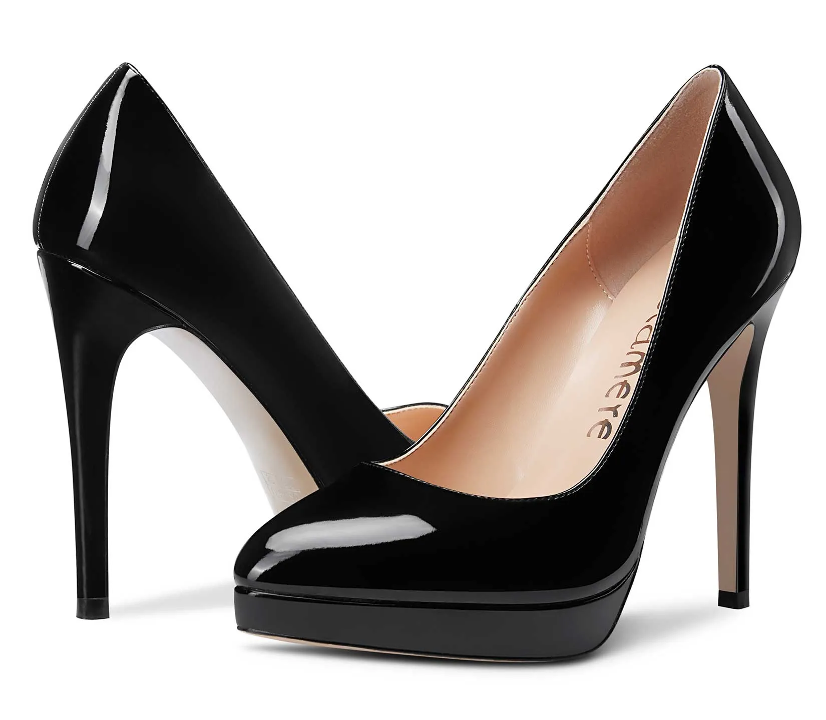 CASTAMERE Womens High Heels Platform Pumps Slip-on Stilettos 12CM Heel Office Dress Patent Shoes