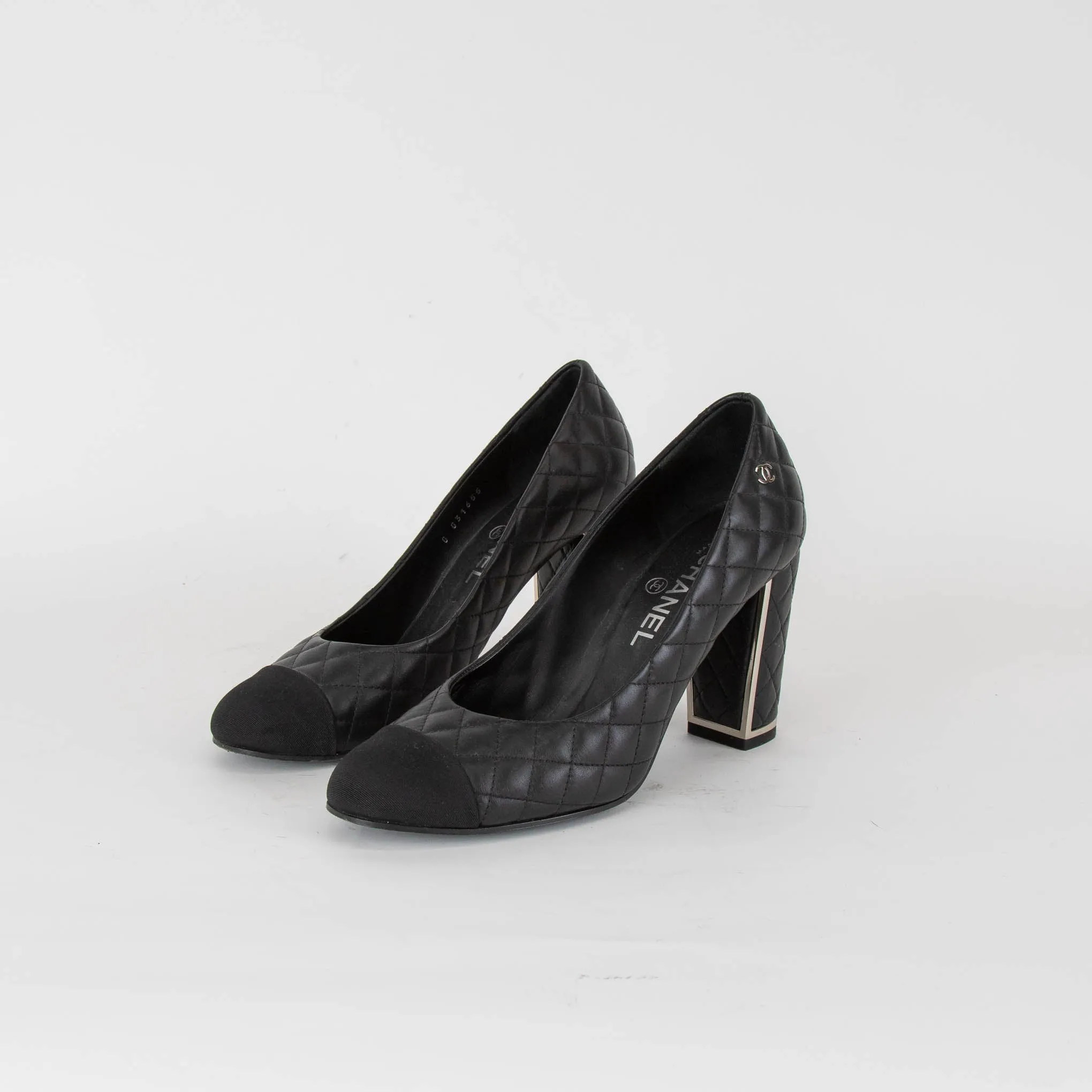 Chanel Black Quilted Heeled Pumps