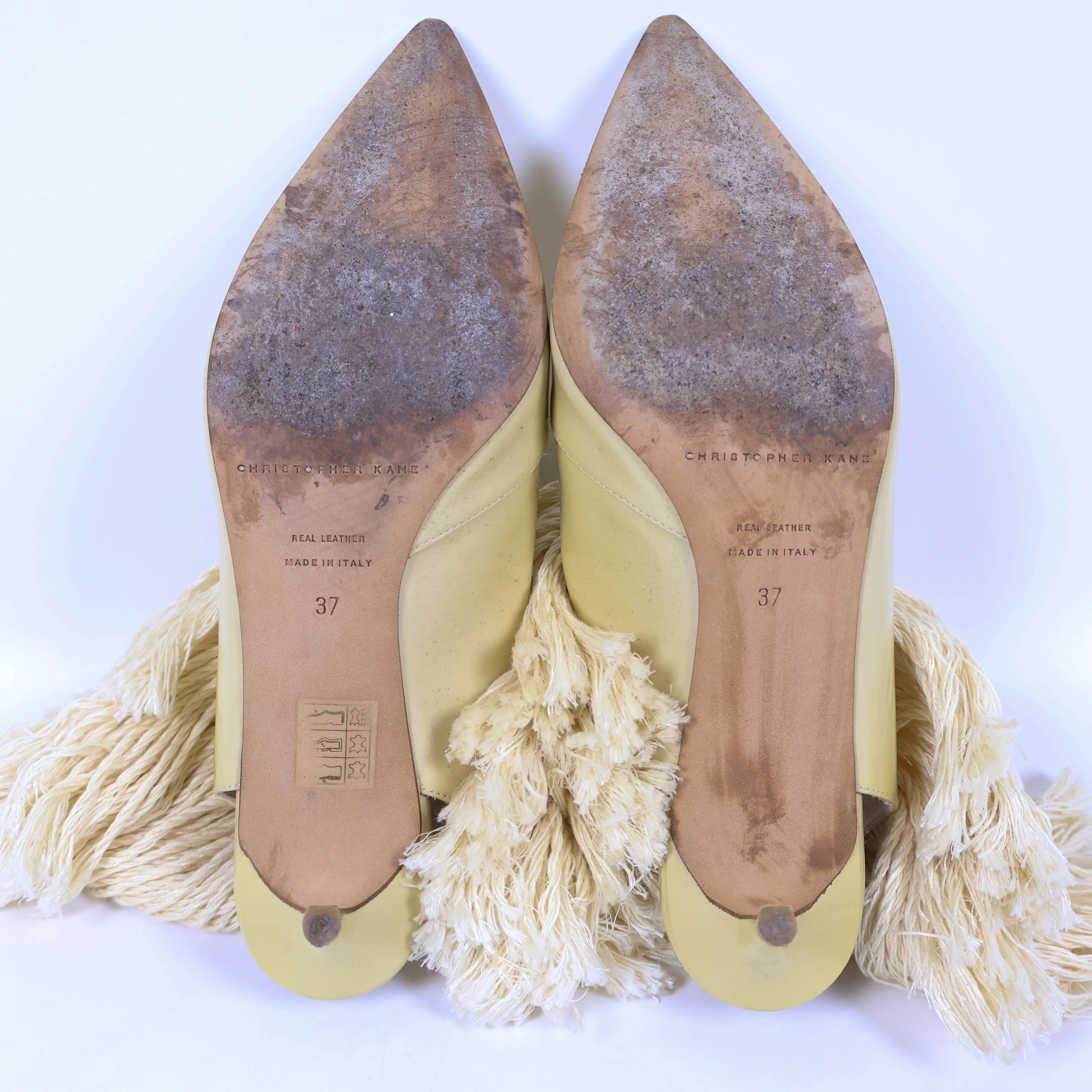 Christopher Kane Heels Patent Yellow Frings 37