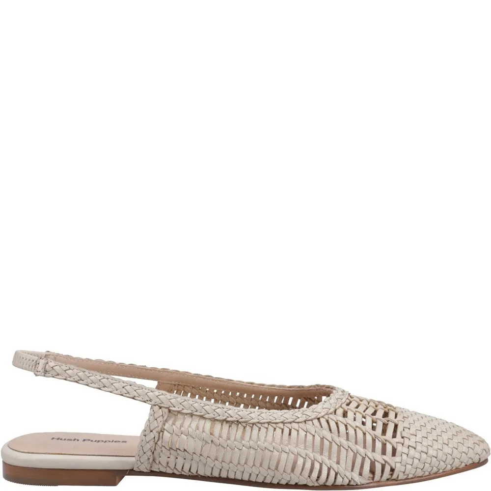 Cream Dalia Woven Slingback Ballerinas