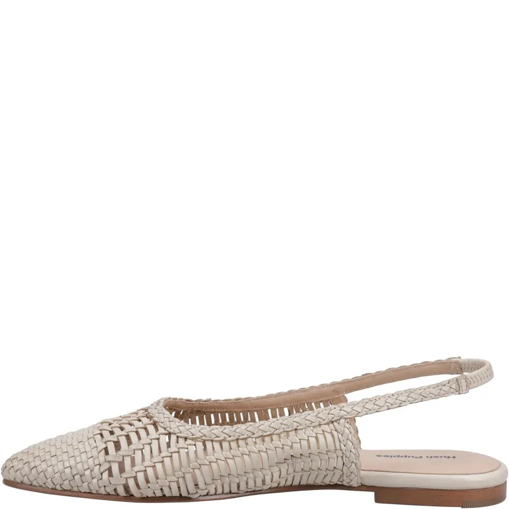 Cream Dalia Woven Slingback Ballerinas