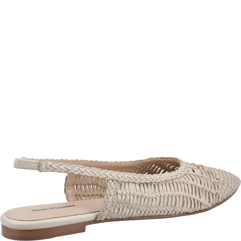 Cream Dalia Woven Slingback Ballerinas