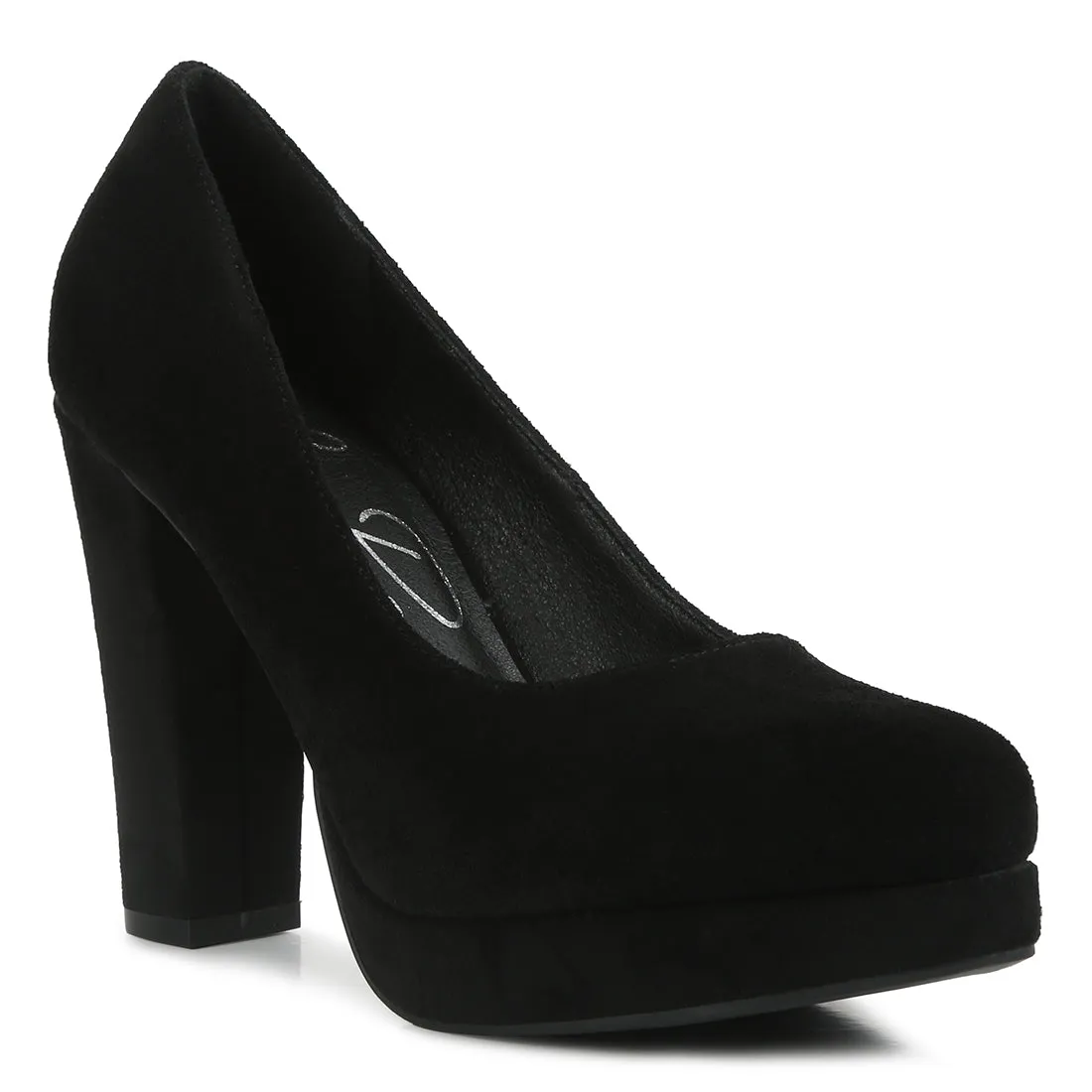 Delia Suede Block Heel Pumps