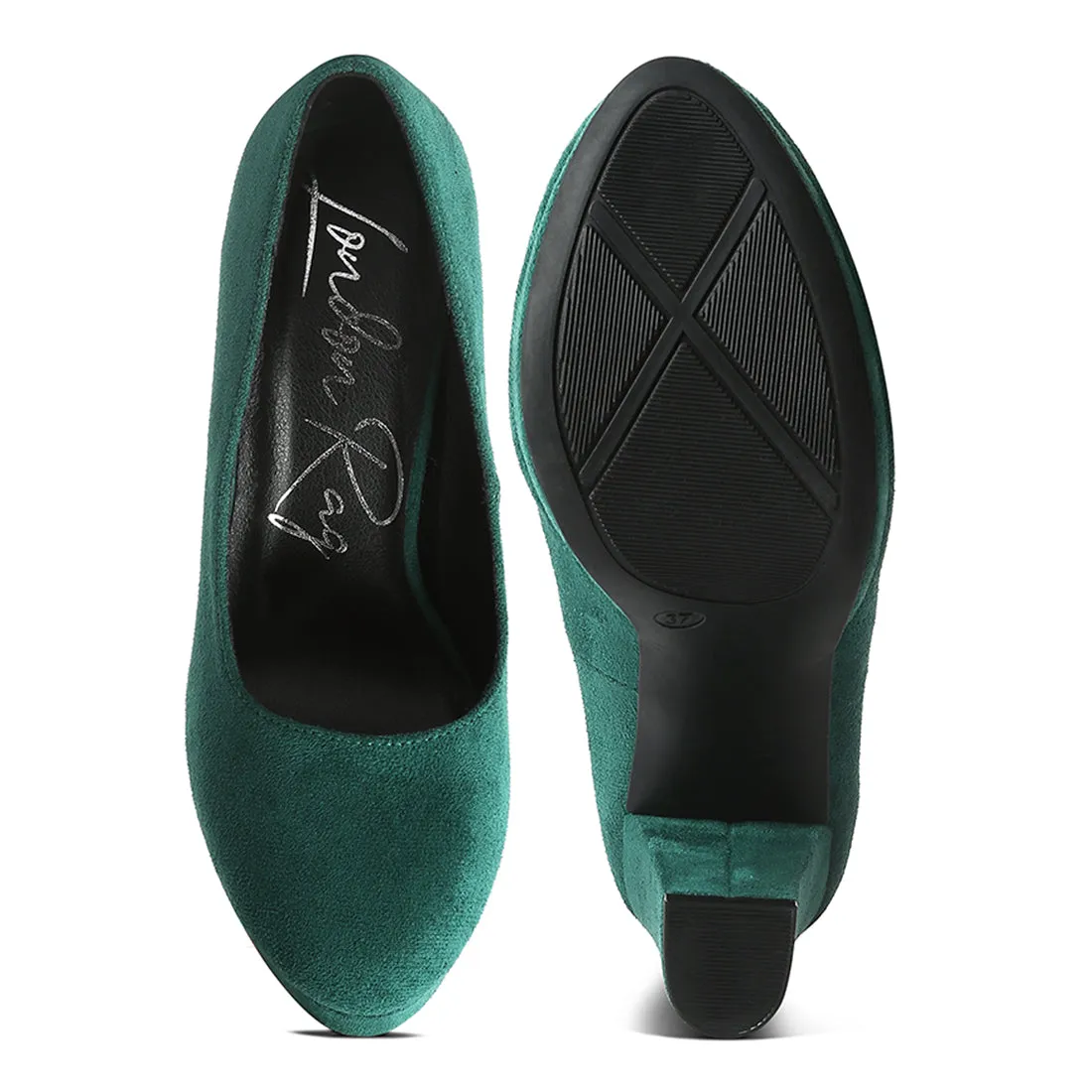Delia Suede Block Heel Pumps