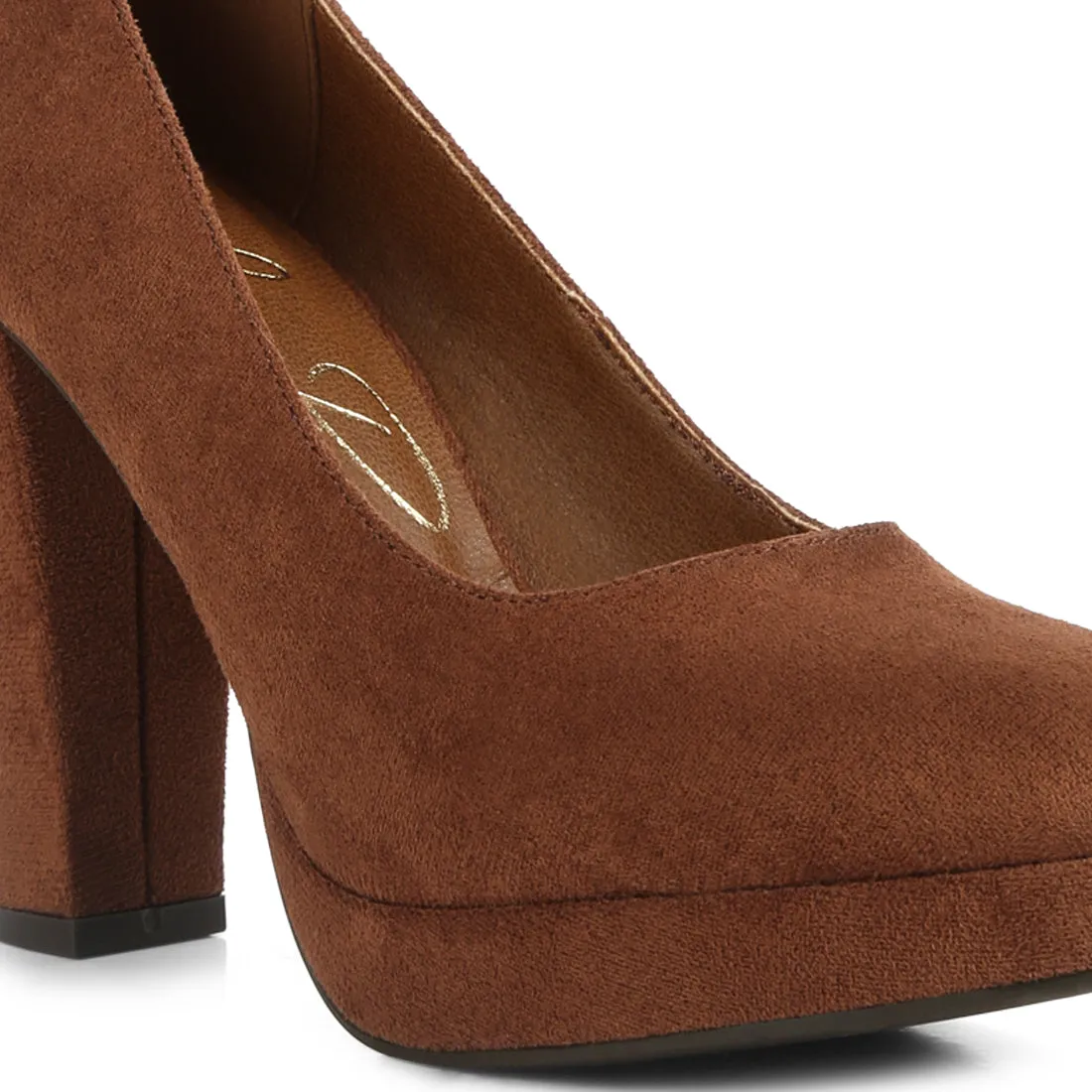 Delia Suede Block Heel Pumps