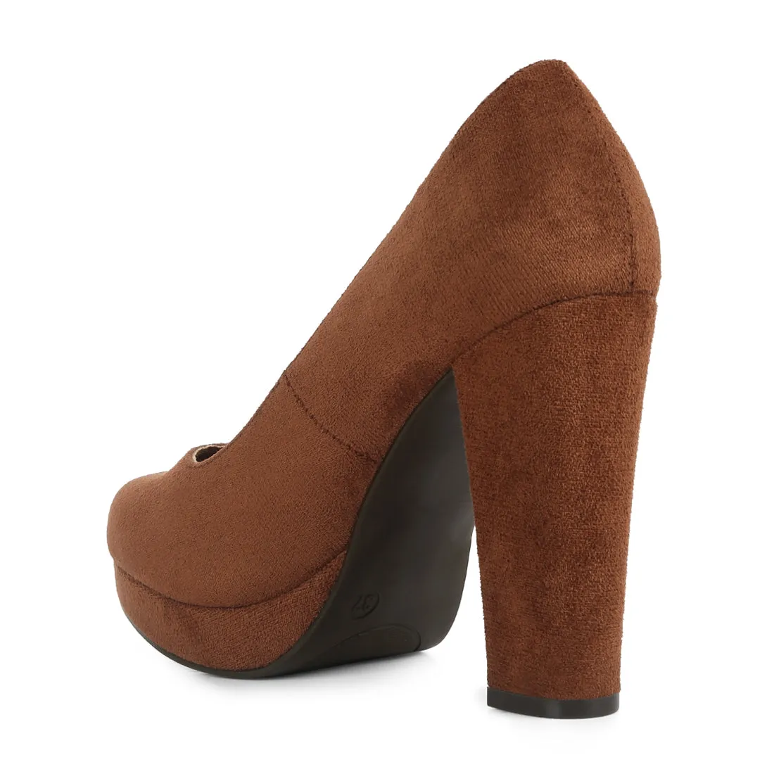 Delia Suede Block Heel Pumps