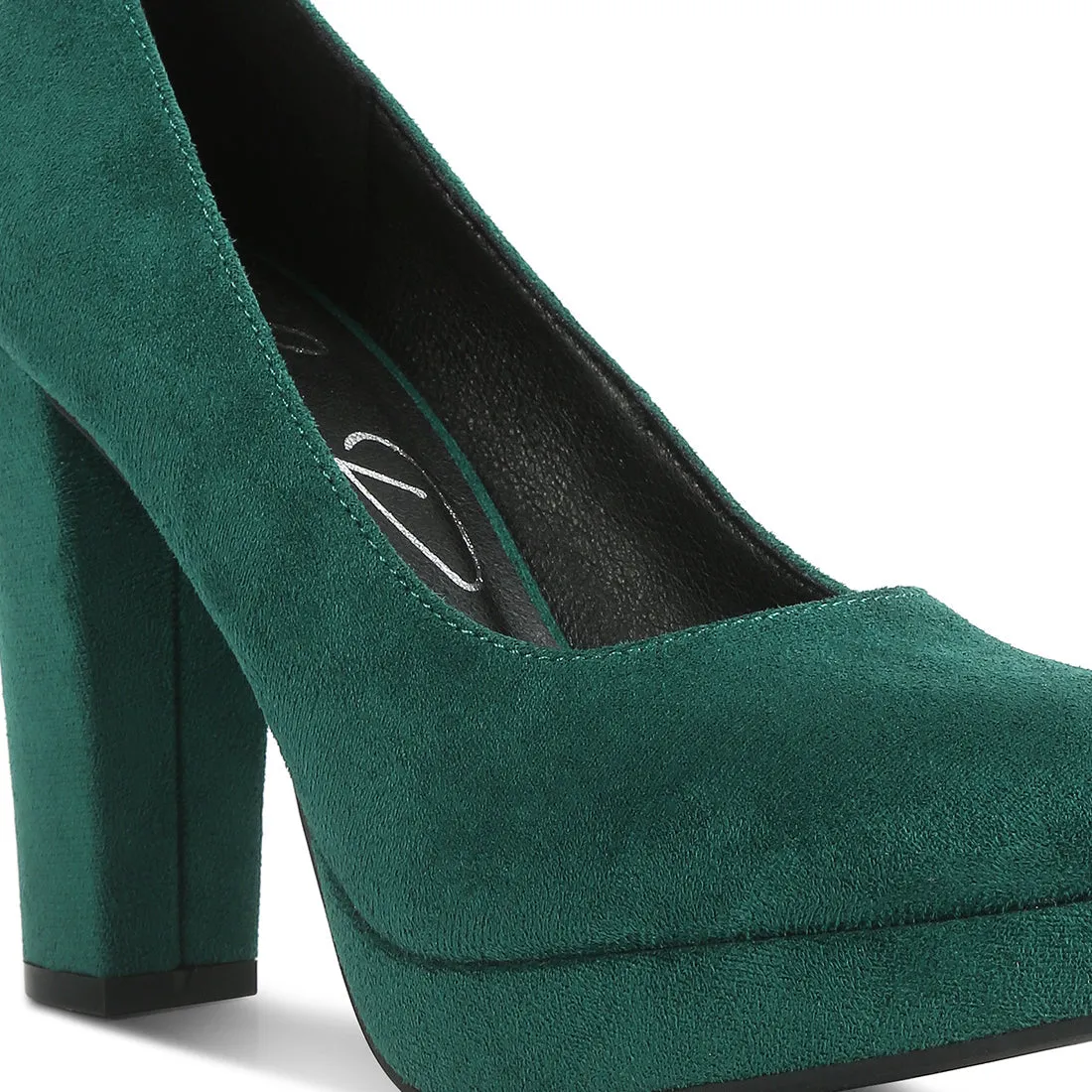 Delia Suede Block Heel Pumps
