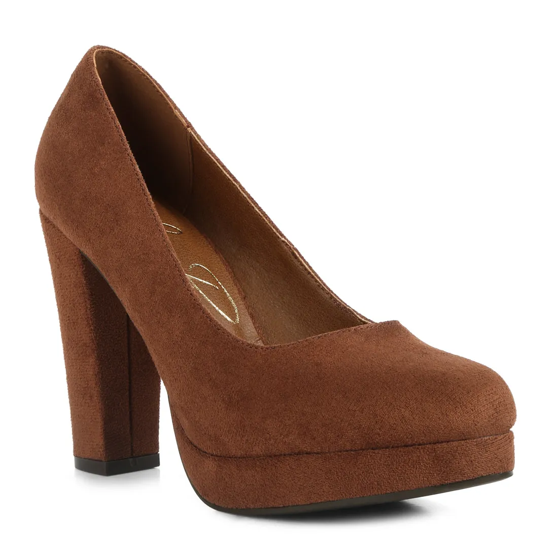 Delia Suede Block Heel Pumps