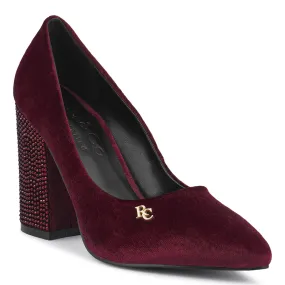 Diamante Block Heeled Pumps