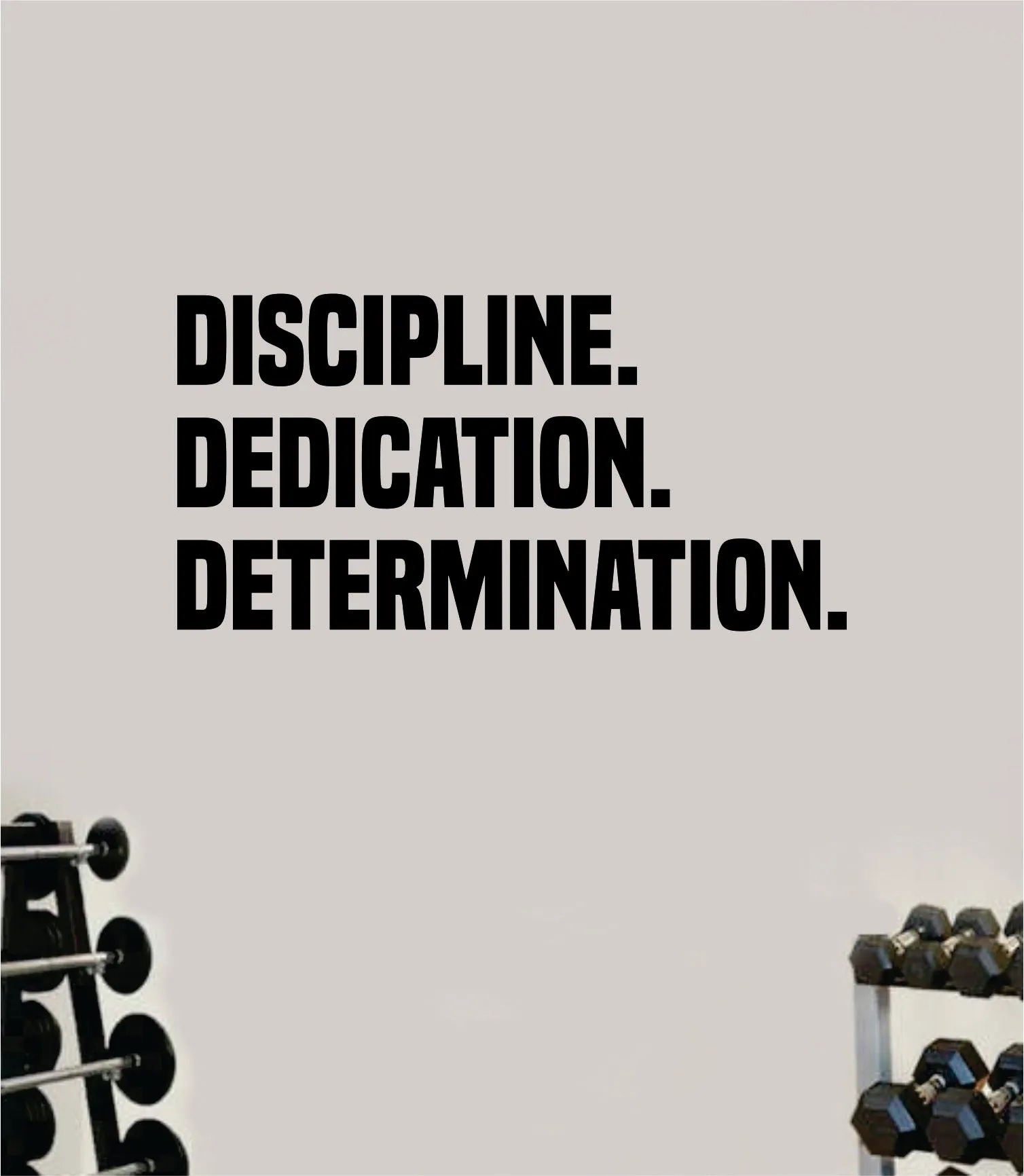 Discipline Dedication Determination Wall Decal Home Decor Bedroom Room Vinyl Sticker Art Teen Work Out Quote Beast Gym Fitness Lift Strong Inspirational Motivational Health