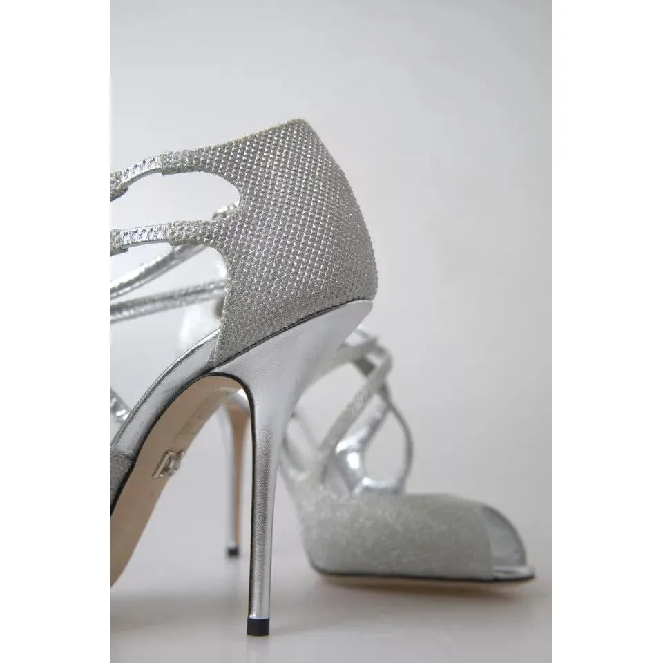 Dolce & Gabbana Silver Shimmers Sandals Heel Pumps Shoes
