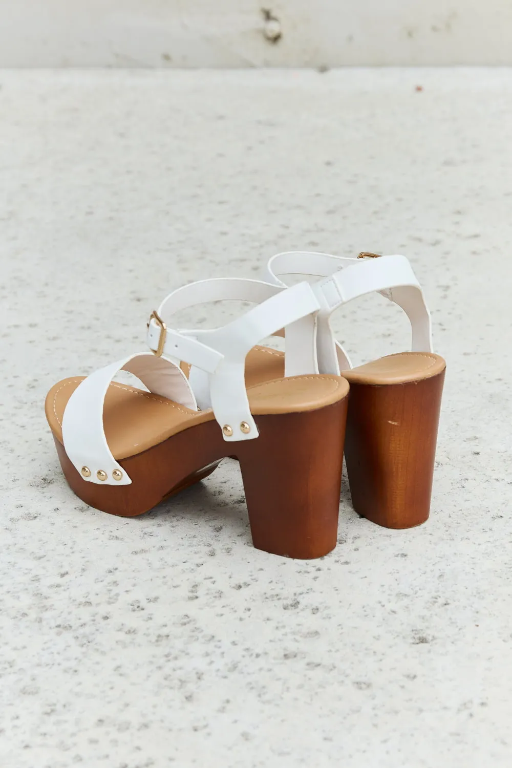 Eileen Wooden Platform Strap Heels