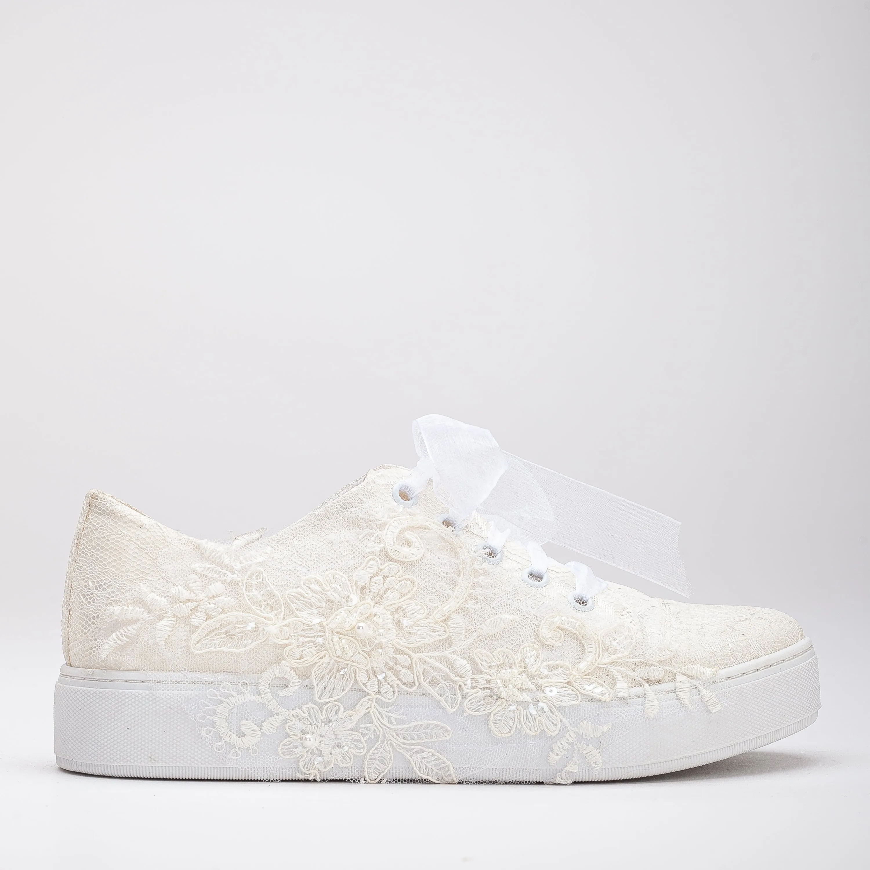 Elise - Ivory Lace Wedding Sneakers