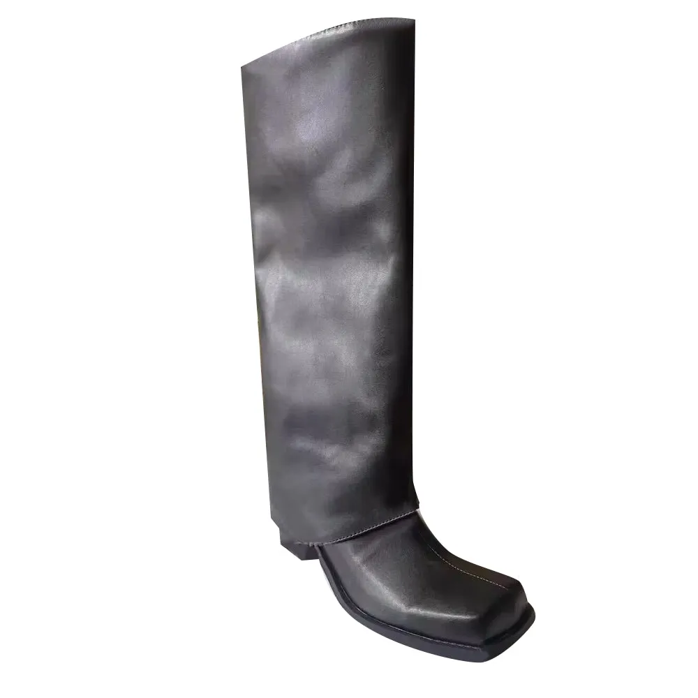 FOSIA Block Heel Knee High Boots
