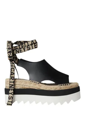 Gaia Peeptoe Platform Espadrilles (Black)