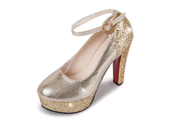 Girls's Chunky Heel Pumps High Heeled Sequins