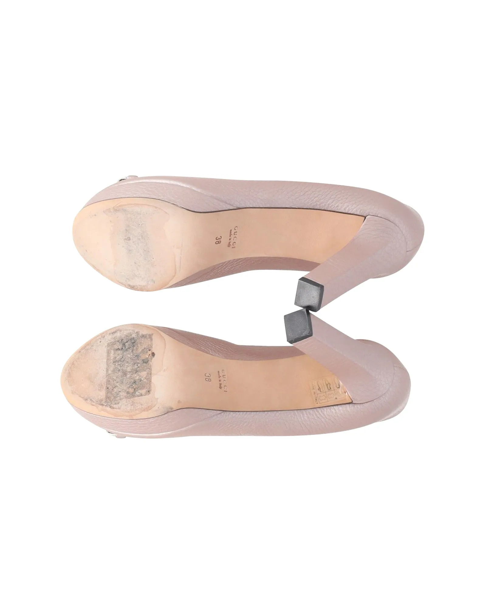 Gucci Horsebit Peep Toe Platform Pumps in Pink Leather