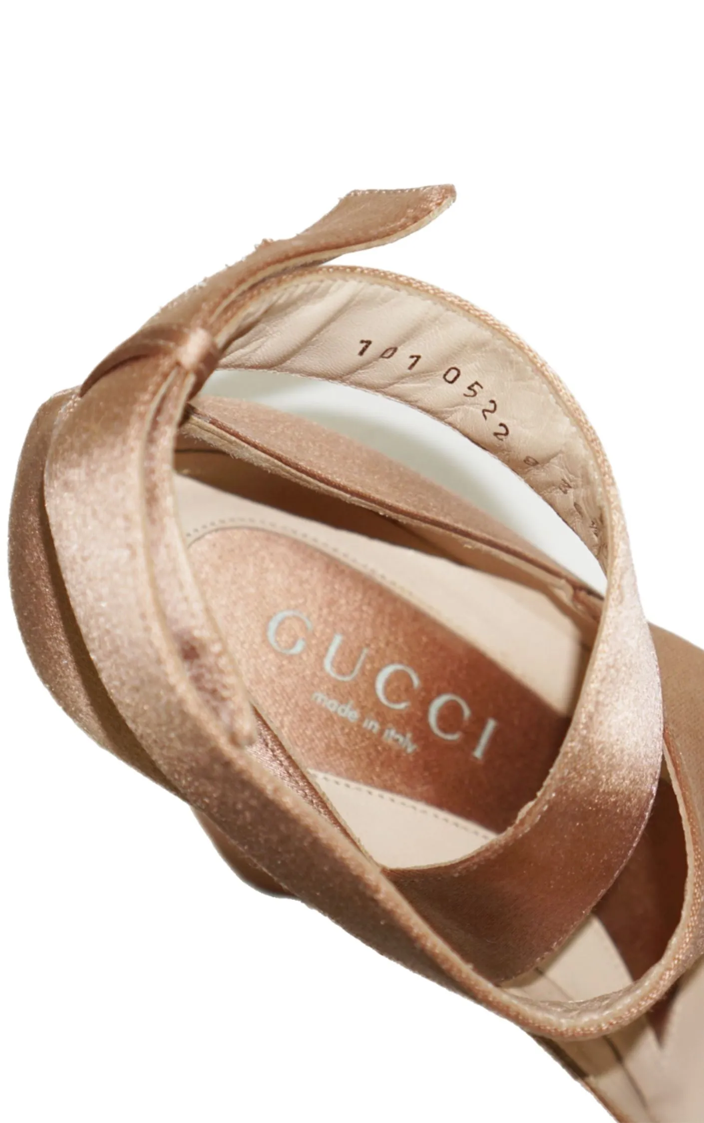 GUCCI Satin Powder Pink Ballerina Strappy Heeled Pumps