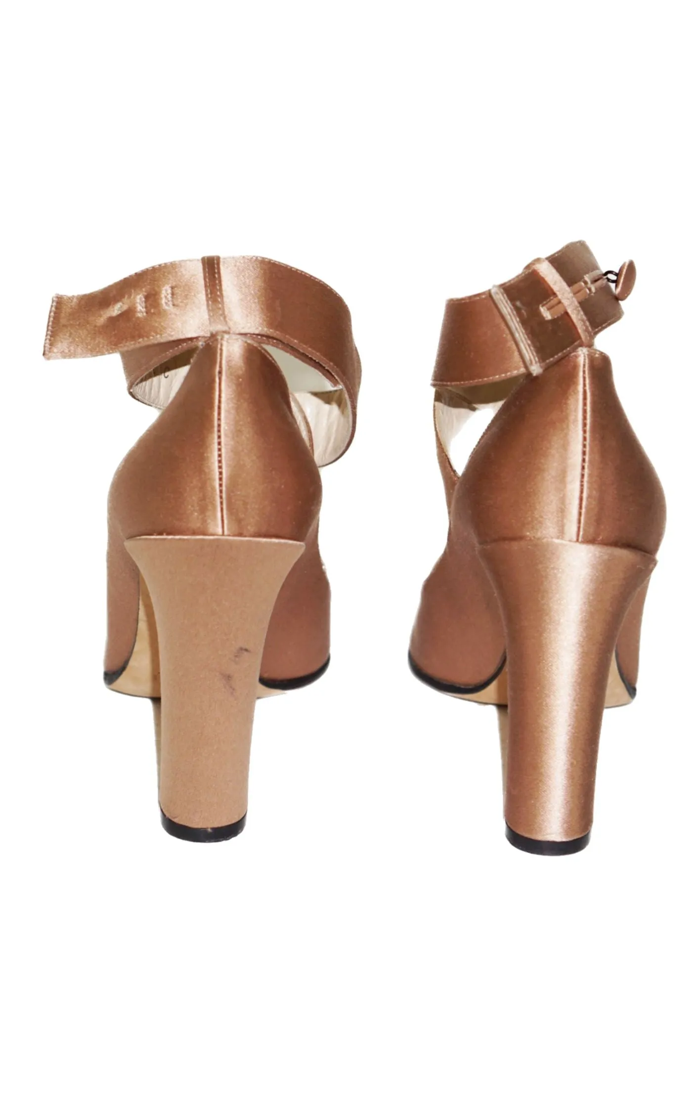 GUCCI Satin Powder Pink Ballerina Strappy Heeled Pumps