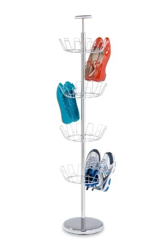 Honey-Can-Do SHO-01483 Shoe Tree with Spinning Handle, Chrome, 4-Tier