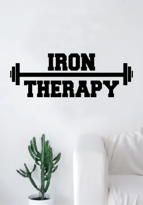 Iron Therapy Gym Fitness Wall Decal Home Decor Bedroom Room Vinyl Sticker Art Teen Work Out Quote Beast Lift Strong Inspirational Motivational Health School