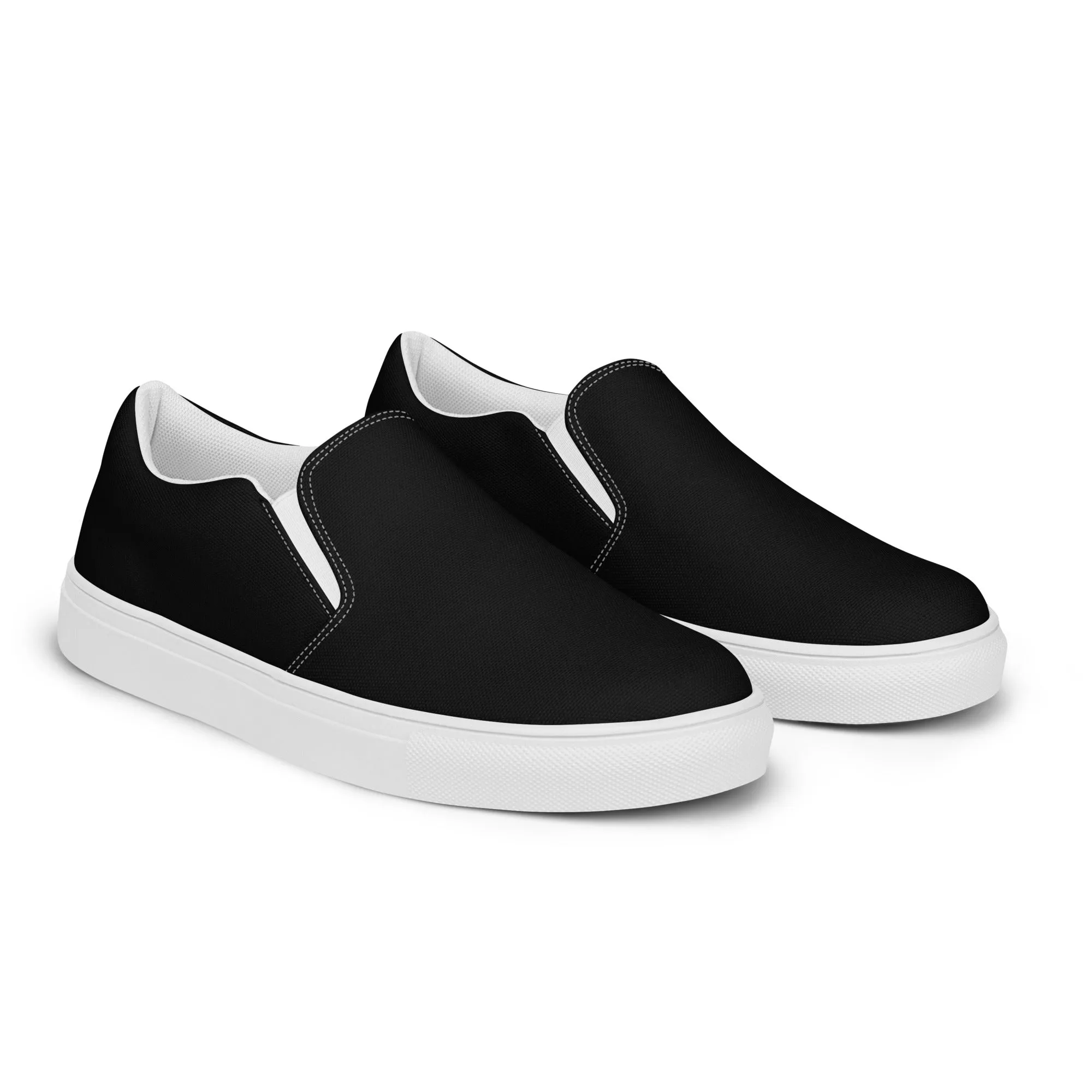 iSAW Mens Black / Black White Slip-On Canvas Shoes