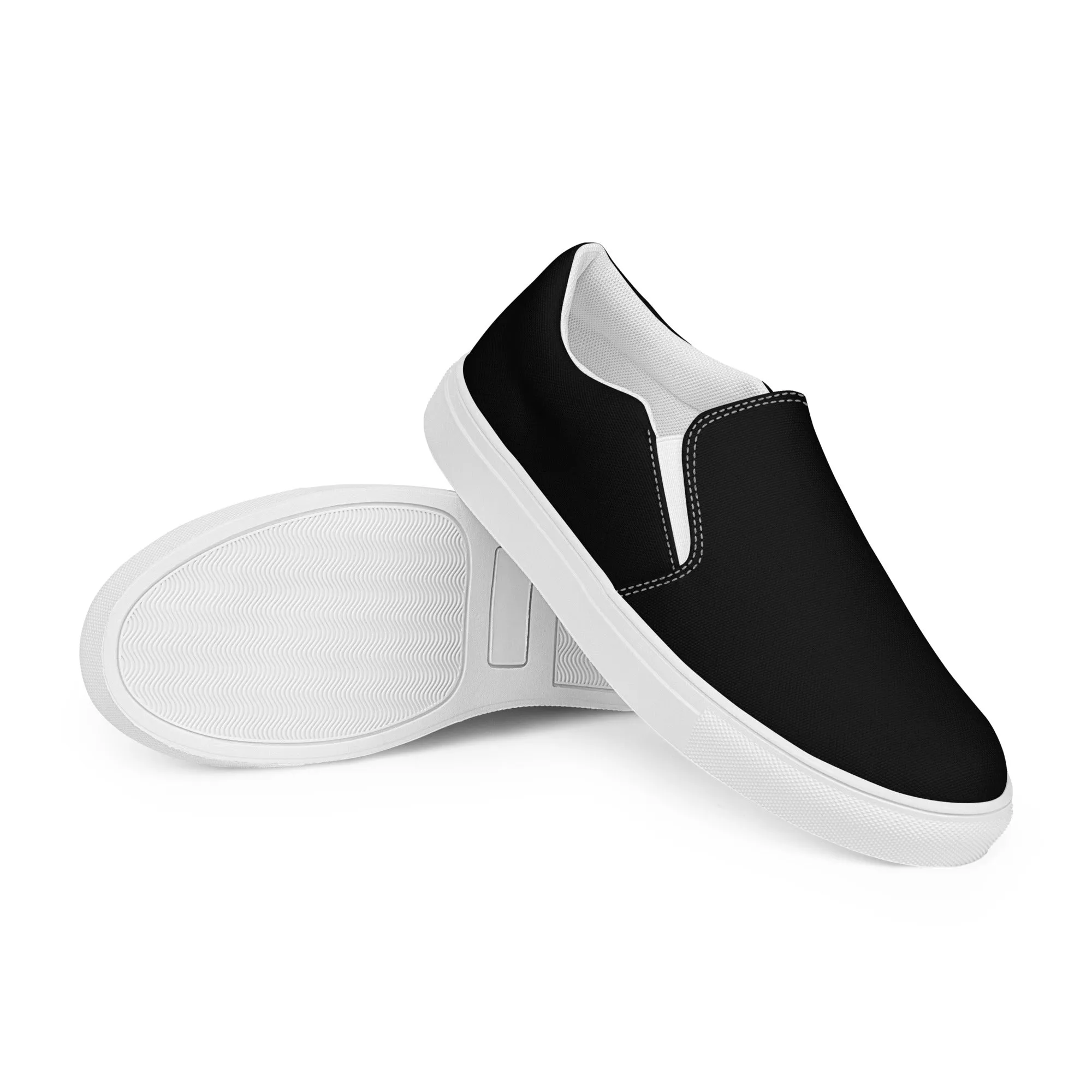 iSAW Mens Black / Black White Slip-On Canvas Shoes
