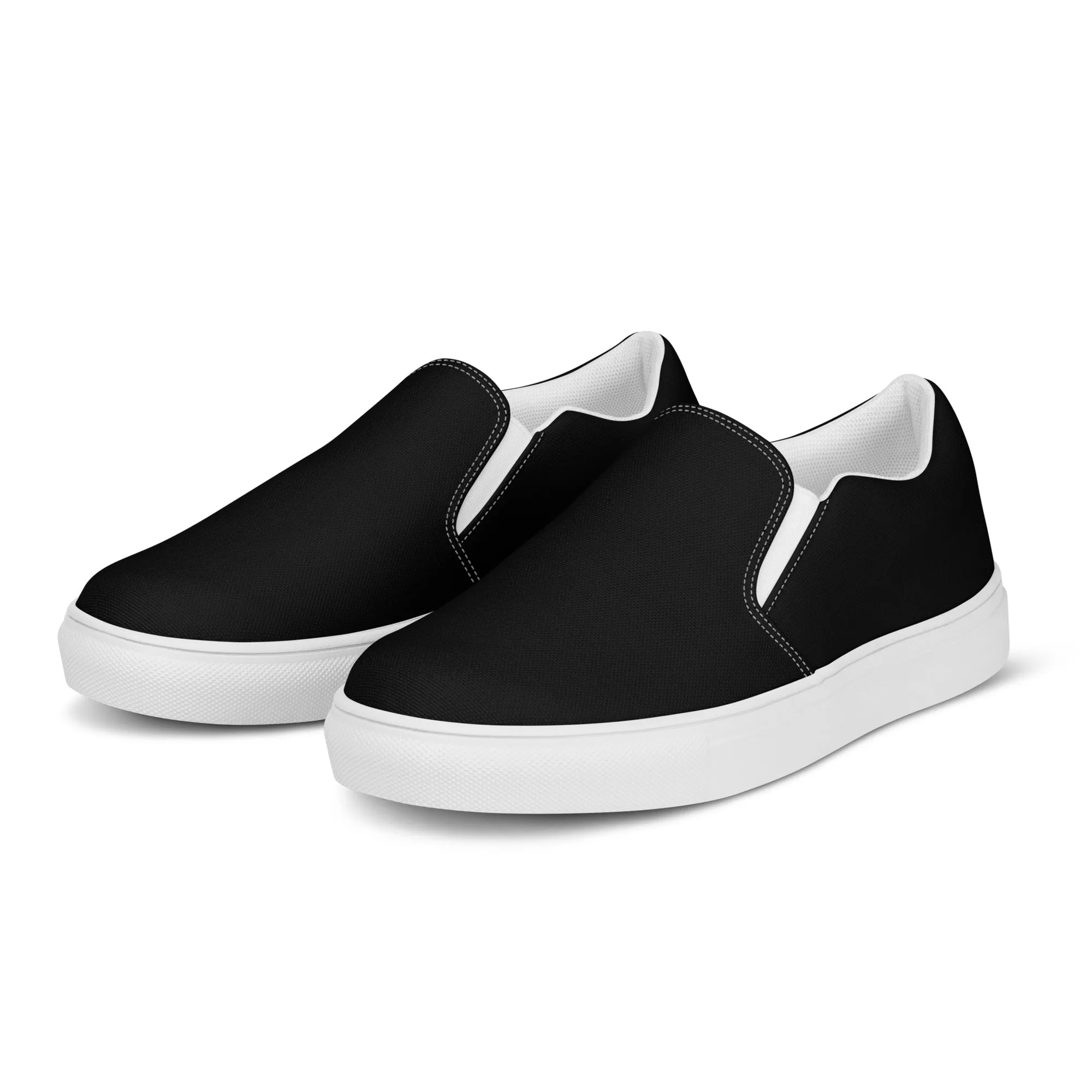 iSAW Mens Black / Black White Slip-On Canvas Shoes