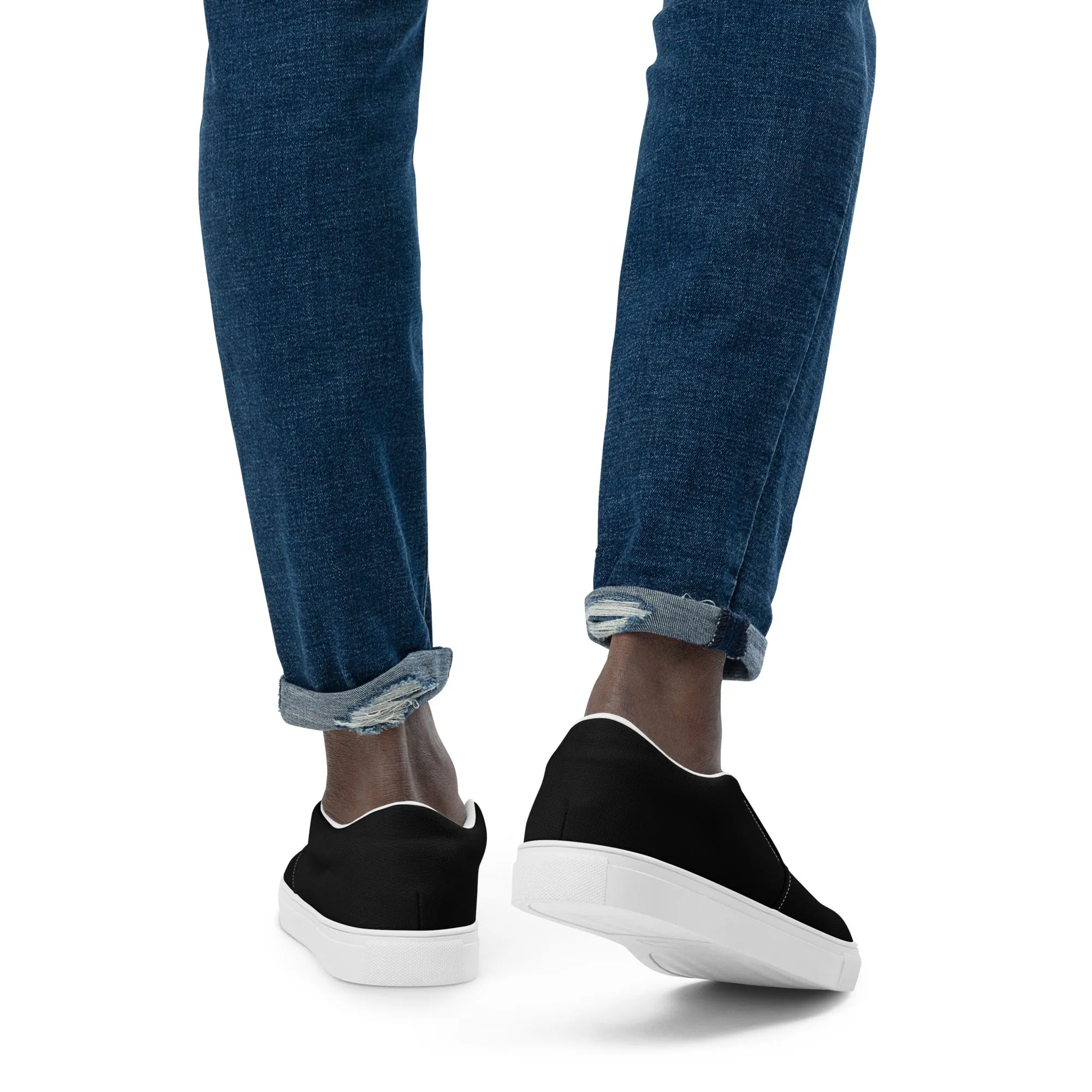 iSAW Mens Black / Black White Slip-On Canvas Shoes