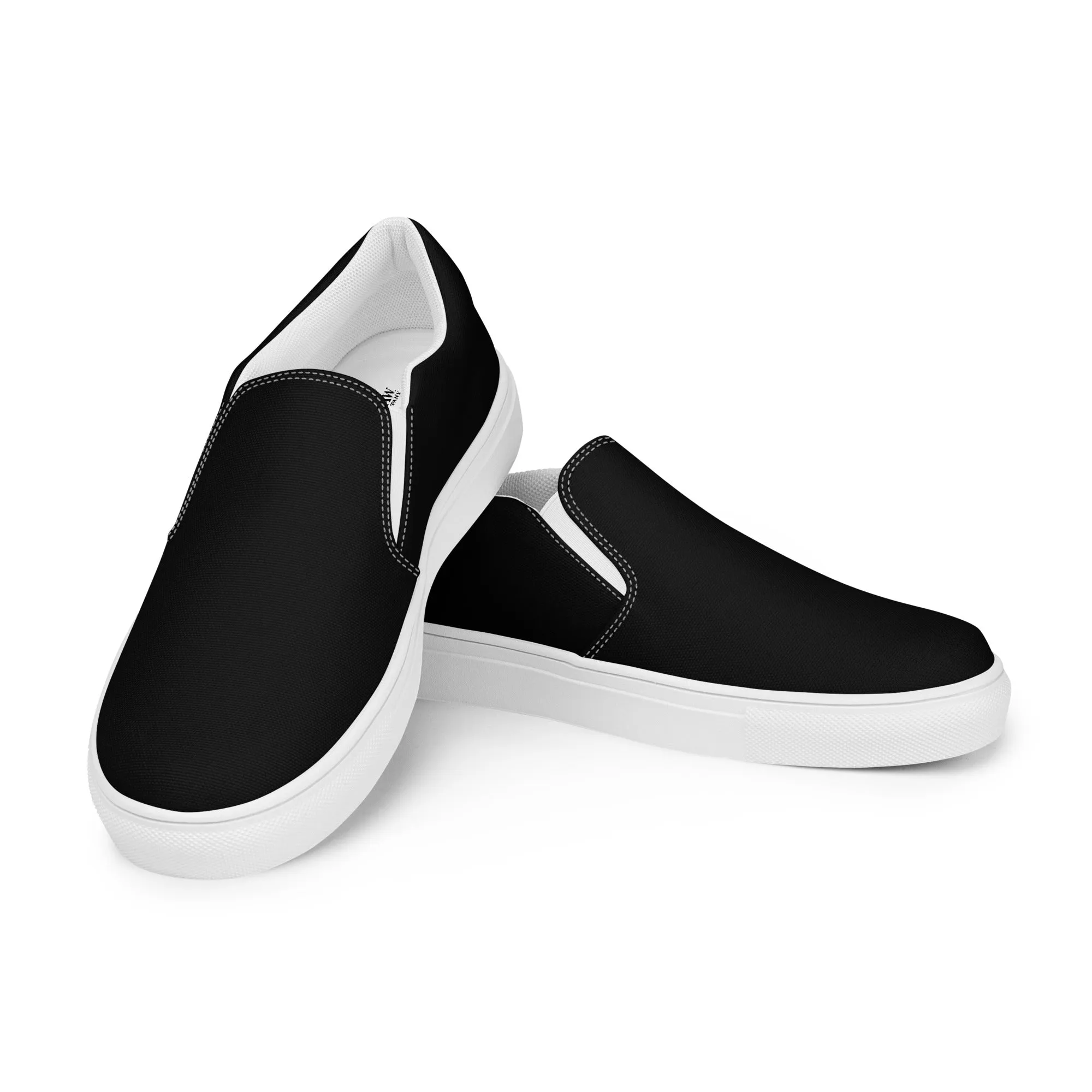 iSAW Mens Black / Black White Slip-On Canvas Shoes